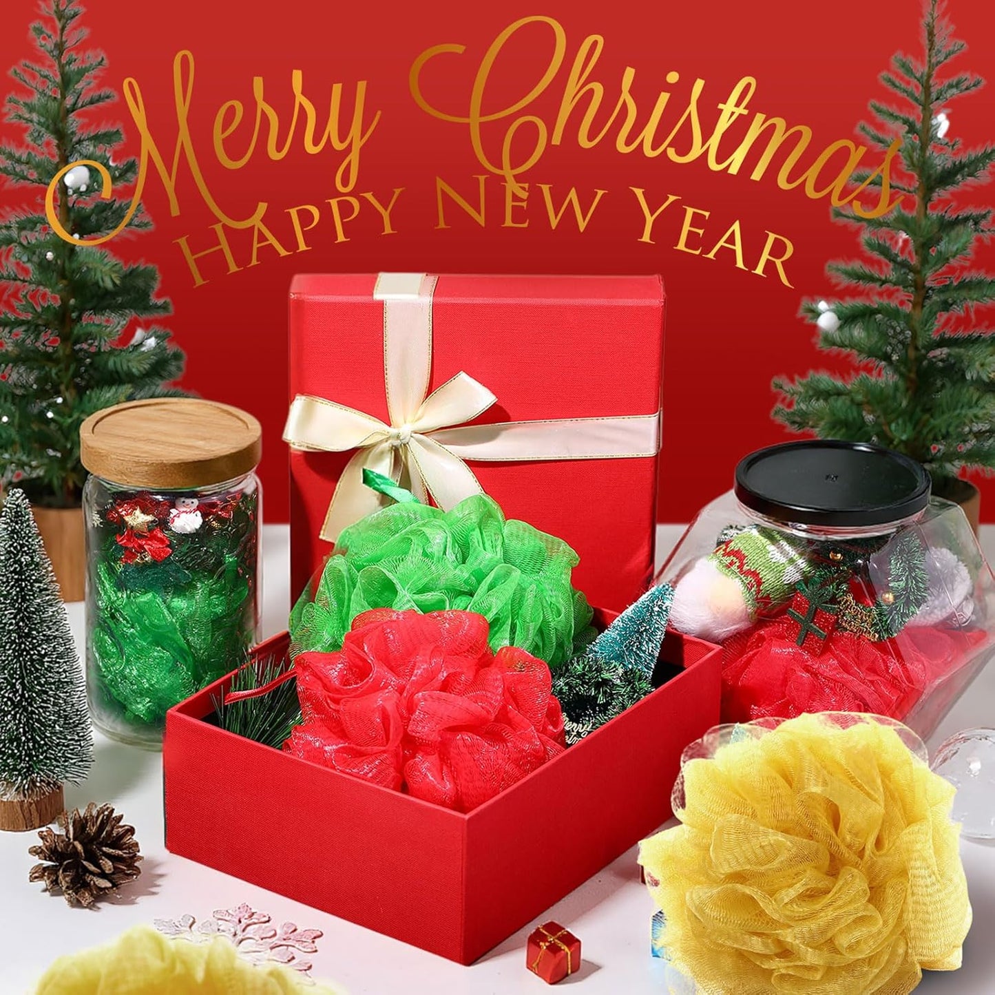 12 Pcs Thanksgiving Bath Loofah Sponge Orange Harvest Loofah Exfoliating Body Scrubber Shower Sponge 50g Mesh Shower Pouf Balls Gift Set for Women Men Bathing Accessories(Red,Green,Gold)