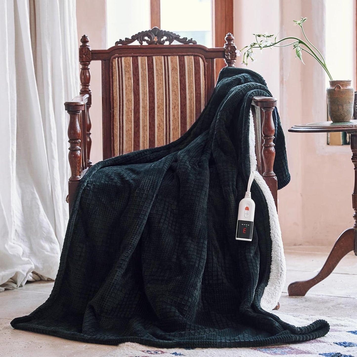 Heated Blanket Electric Blanket Throw 50''X60''-Heating Blanket with 9 Heat Settings-2-10 Hours Auto Off,ETL Certified,Machine Washable (Black)