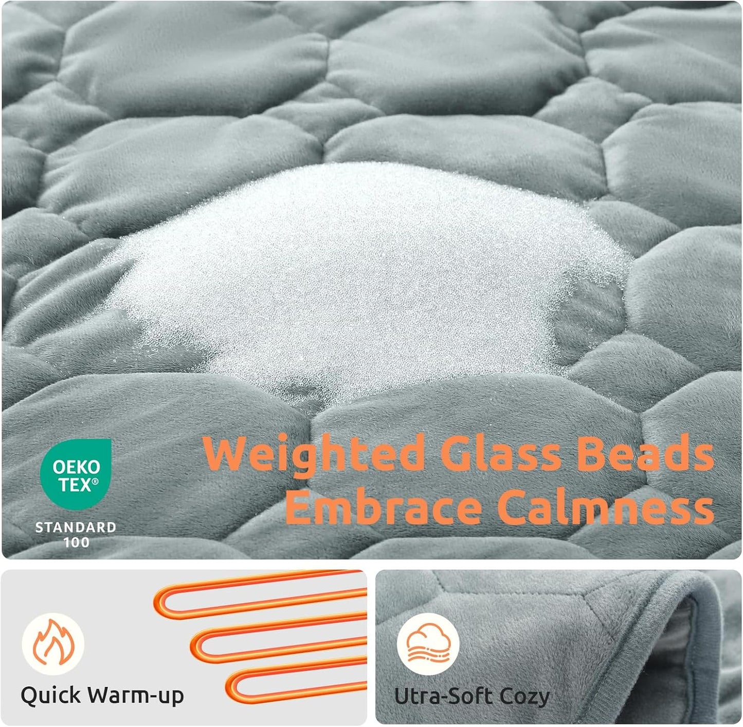 Drewin Weighted Heating Pad for Relax and Calm, Velvet-Soft 7 lbs Electric Lap Blanket for Neck Shoulders Back, Washable Warm Weighted Lap Blanket with 4 Heating Levels, 24" x 29", Grey