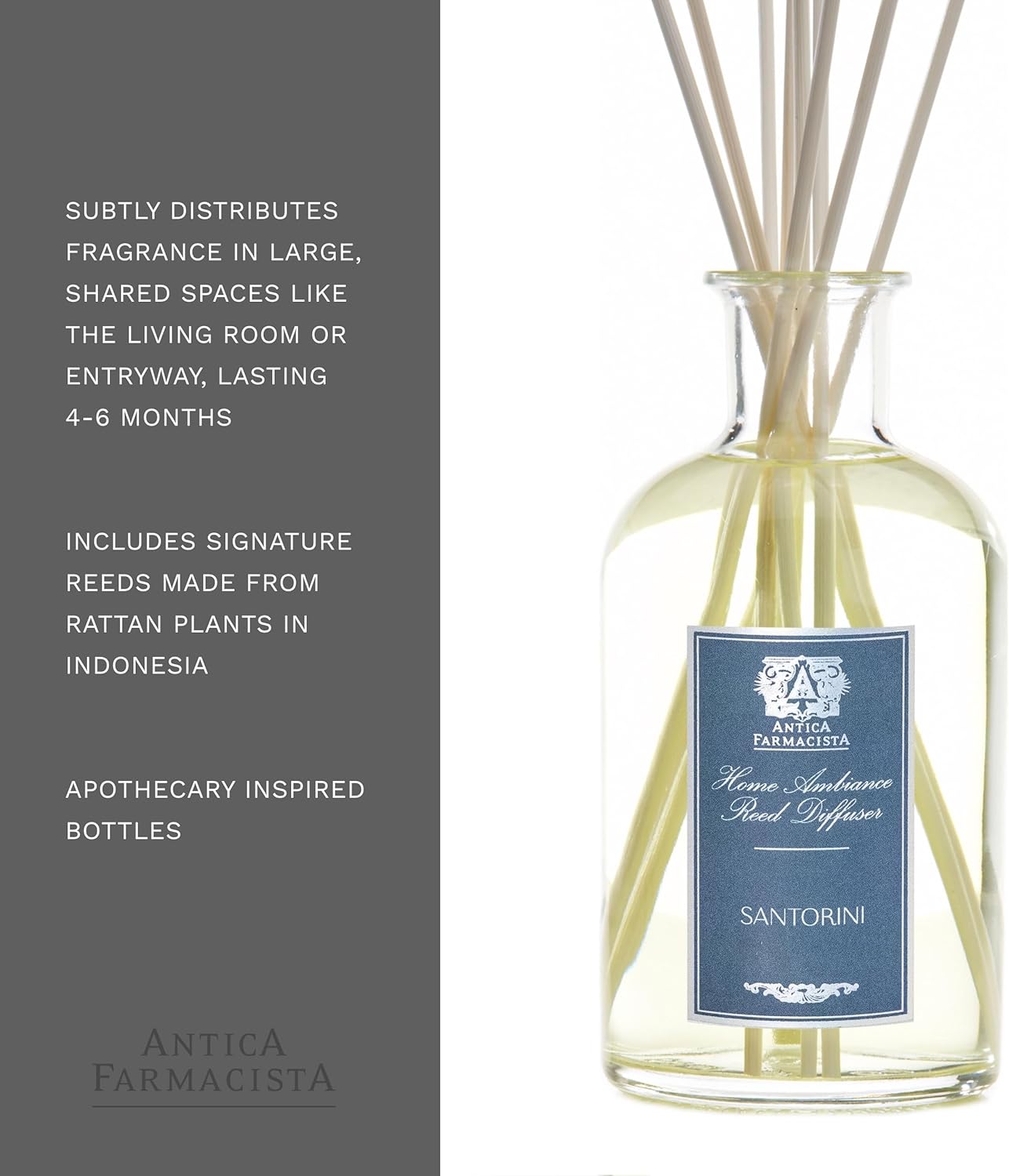 Antica Farmacista Home Ambiance Diffuser - Long-Lasting Reed Scent Diffuser - Luxury Room Freshener Gift - Santorini, 16.9 fl oz
