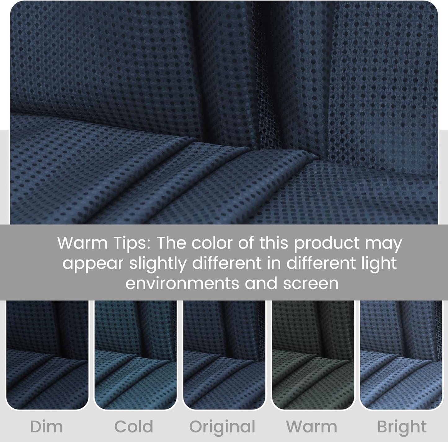 No Hook Shower Curtain with Snap in Liner Set Waffle Shower Curtain for Bathroom Hotel Style Fabric Waterproof Inner Liner，71" W x 80" H, Navy Blue