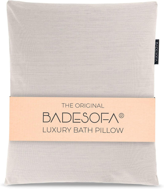 BADESOFA® Luxury Bathtub Pillow L - Large Bath Pillow for Therapeutic Neck and Back Support Quick-Drying - Full Body Bath Tub Cushion - Luxury Spa Cushion in Ivory Pearl