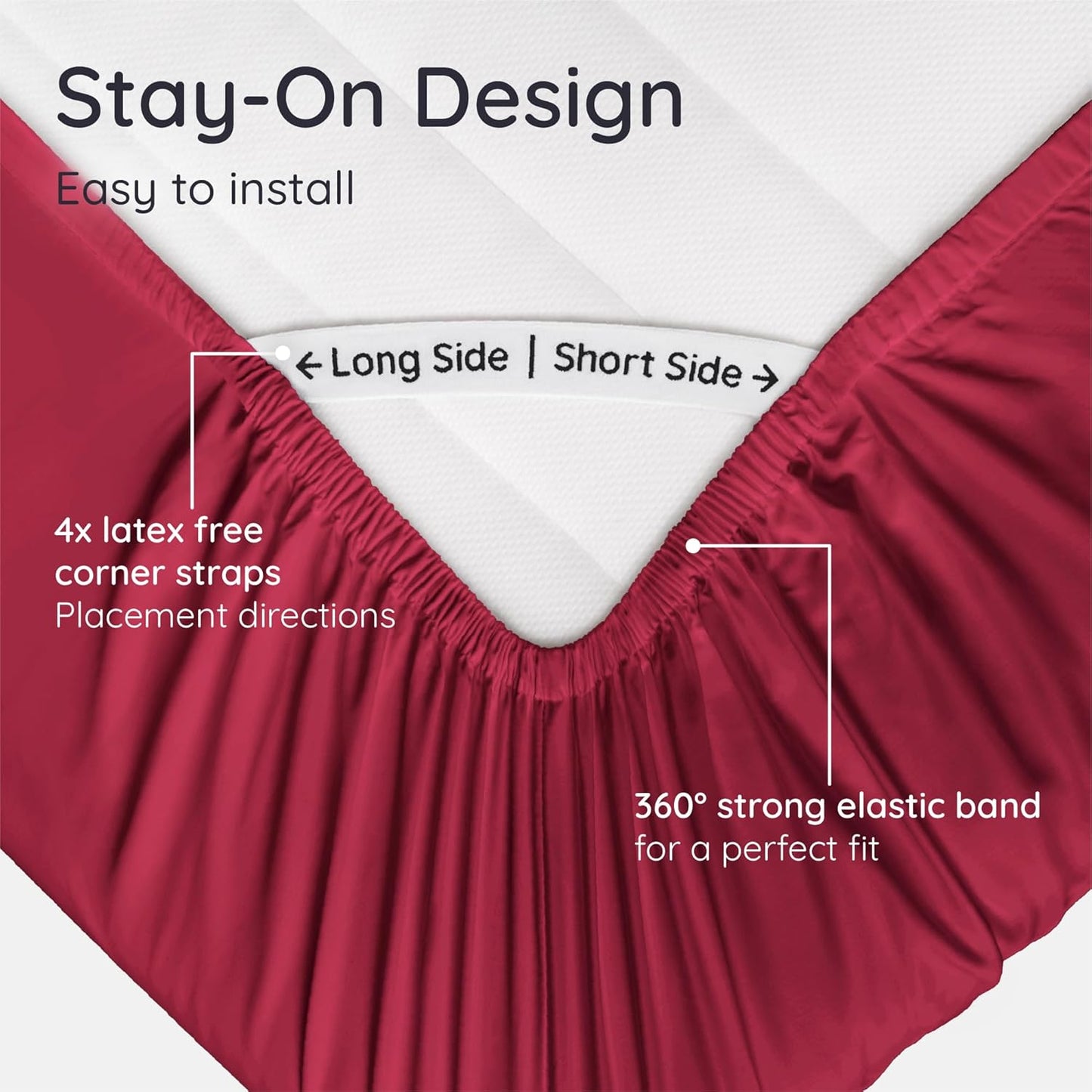 Bambaw 100% Viscose Derived from Bamboo Fitted Sheet Twin Size, Cooling Fitted Sheet Twin Size, 15’’ Deep Pocket Twin Size Fitted Sheets Only, Breathable & Soft Fitted Sheet Only (Burgundy)