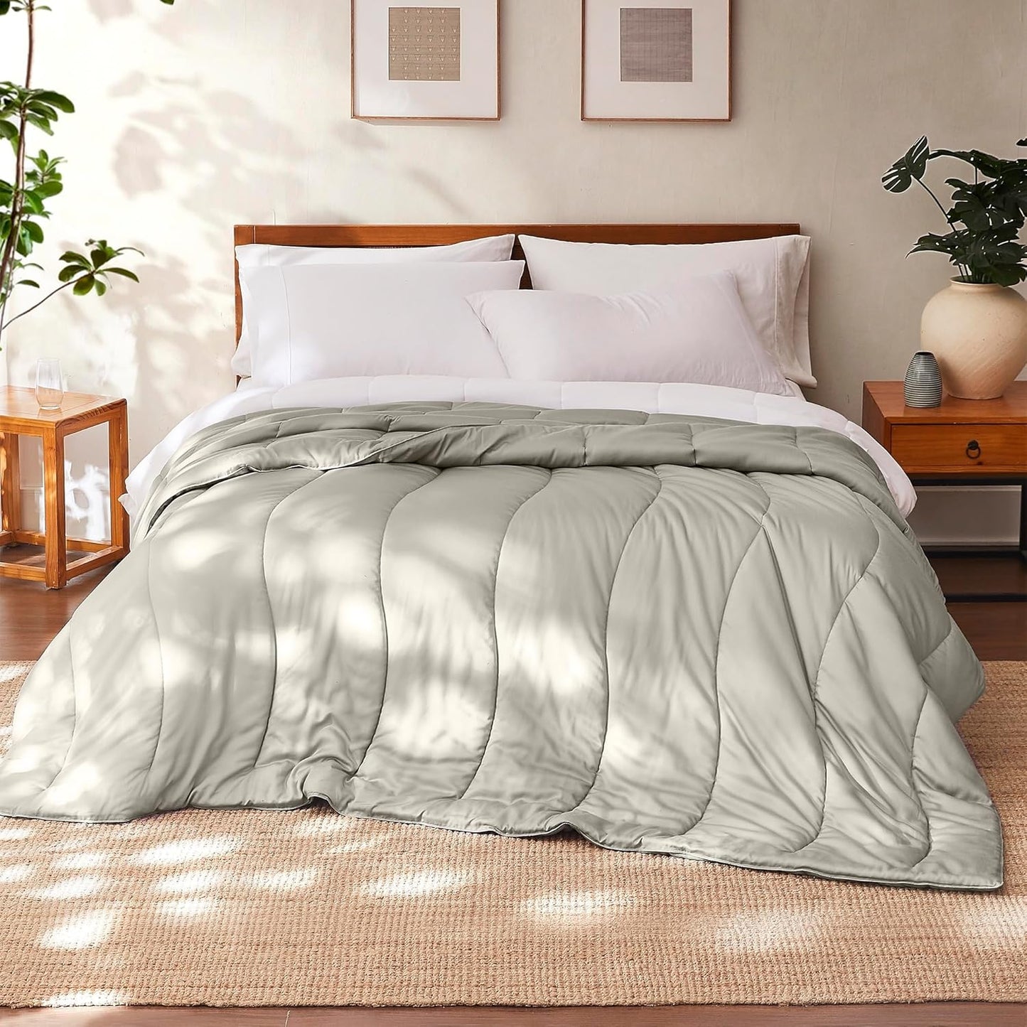 Modern Threads Tencel Lyocell Luxury Ultra Soft Down Alternative Comforter, Taupe, Queen