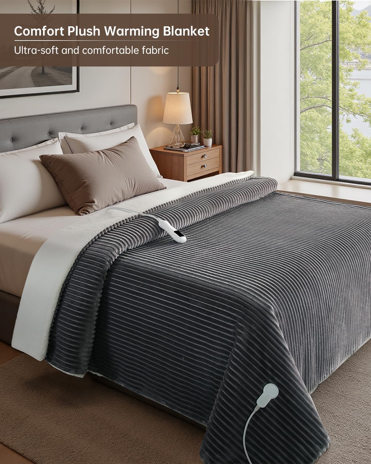 Electric Heated Blanket Twin Size, Washable Blanket Warmer for Home for Adults, Fast Heating, Super Cozy Soft Flannel 62" x 84", 9 Heat Levels, 1-9H Auto-Off, ETL Certified, Silver