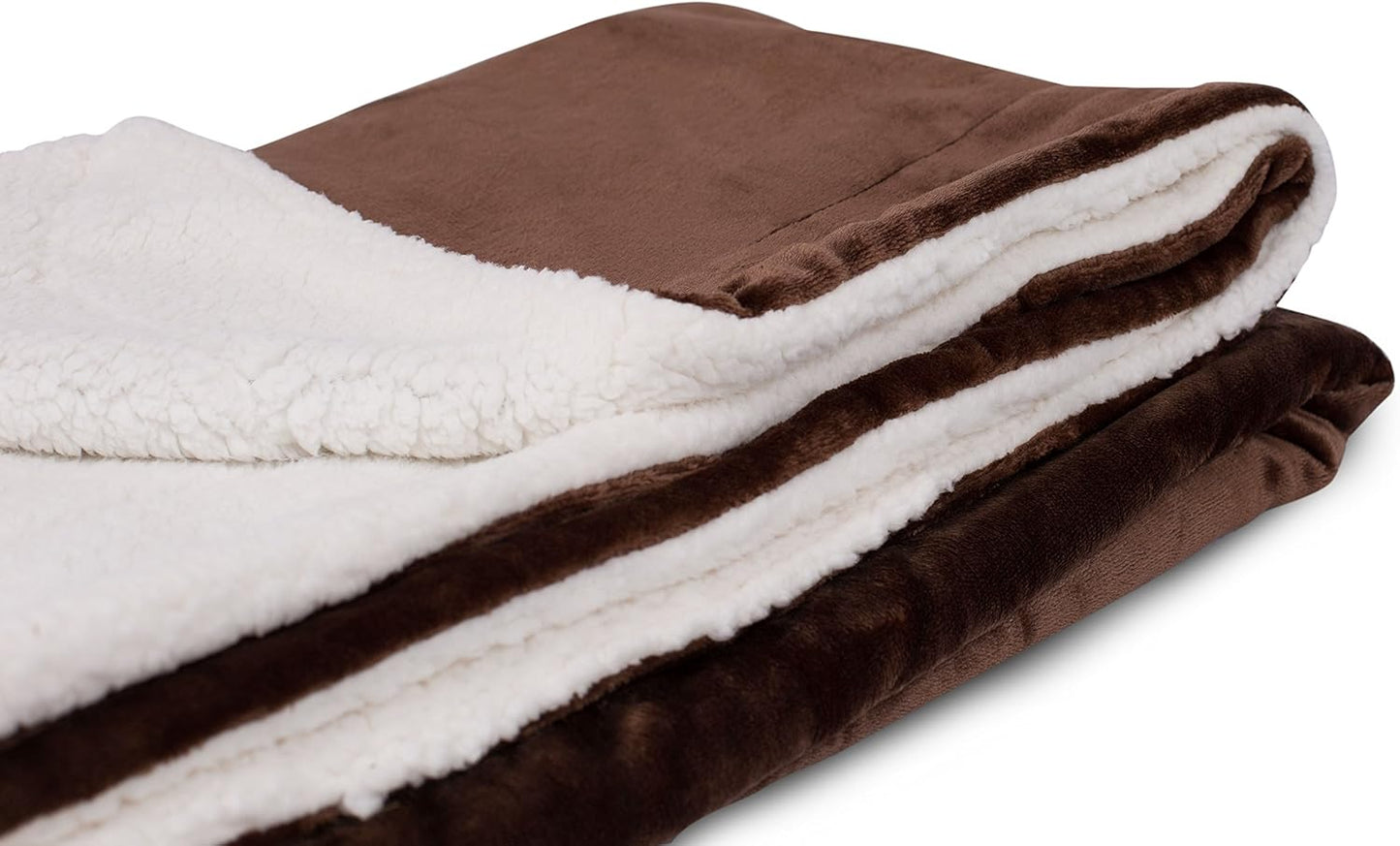 Internet’s Best Plush Reversible Sherpa Throw Blankets - Café (Brown) - Ultra Soft Coach Blanket - Light Weight Sofa Throw - 100% Microfiber Polyester - Easy Travel - Bed - 50 x 60