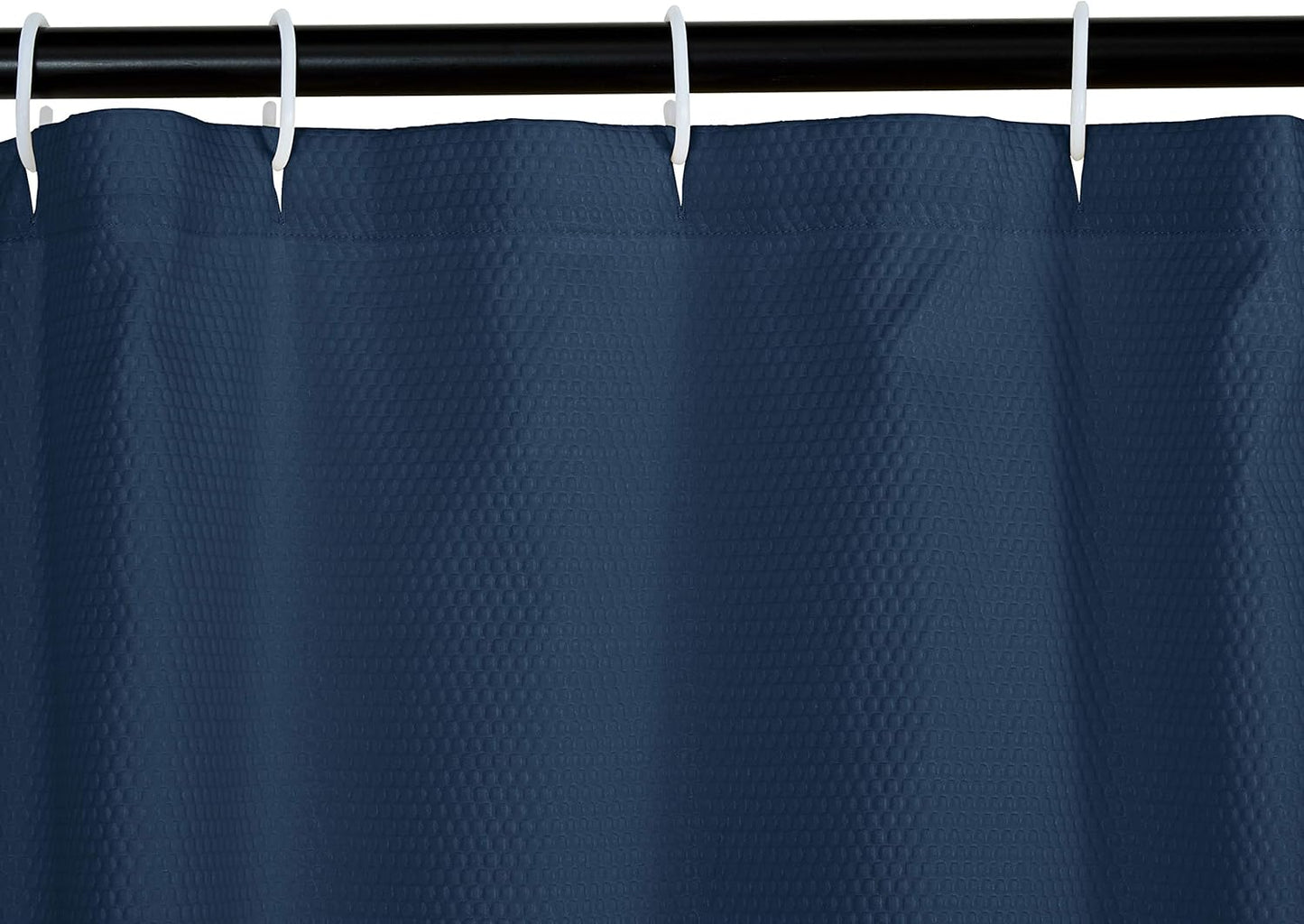 Amazon Basics Waffle Weave Shower Curtain, 72" x 72", Navy Blue