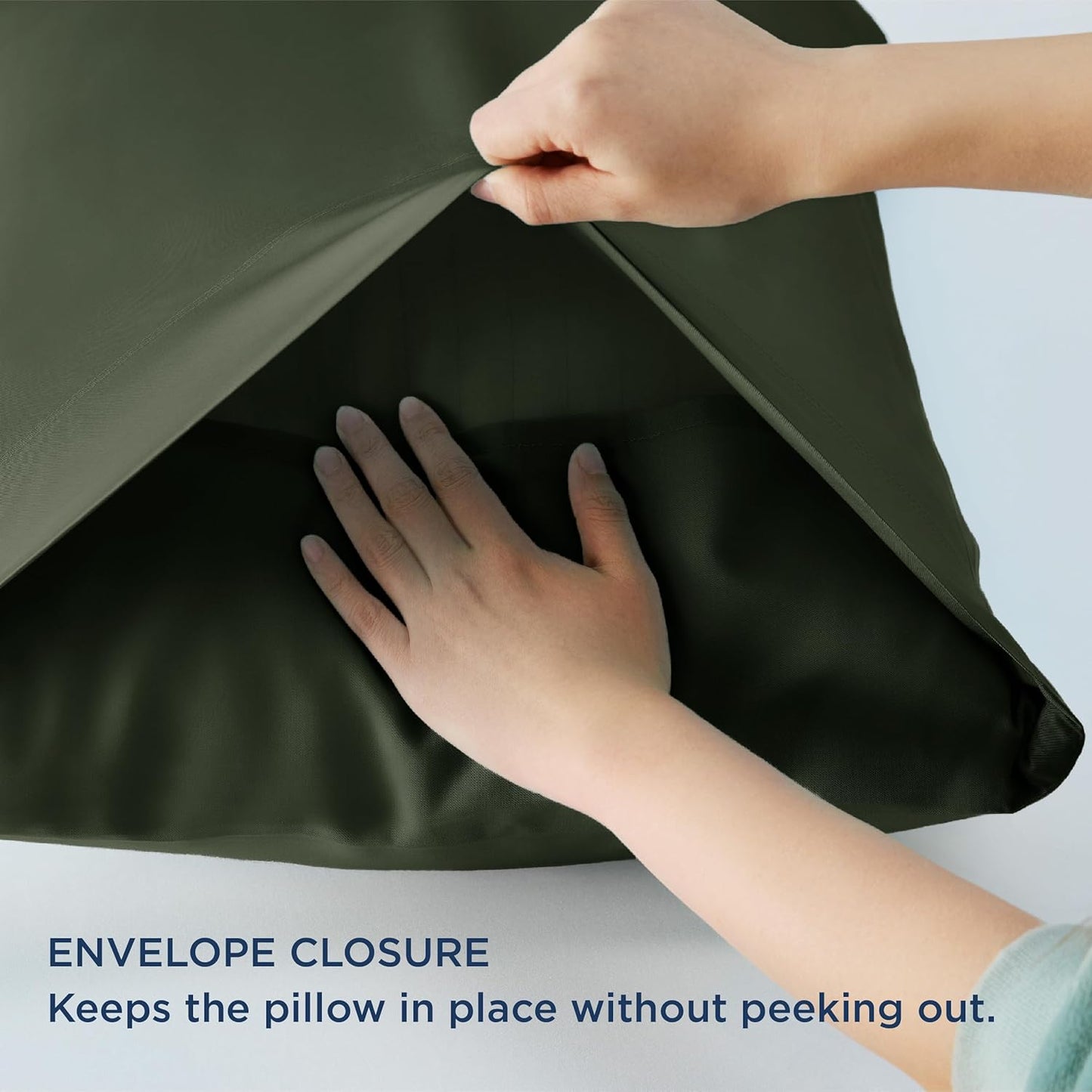 Bedsure King Size Pillow Cases Set of 2, Cooling Pillow Cases King, Rayon Derived from Bamboo Olive Green Pillowcases, Breathable & Silky Soft Bedding Pillow Cover with Envelope Closure, 20x36 Inches