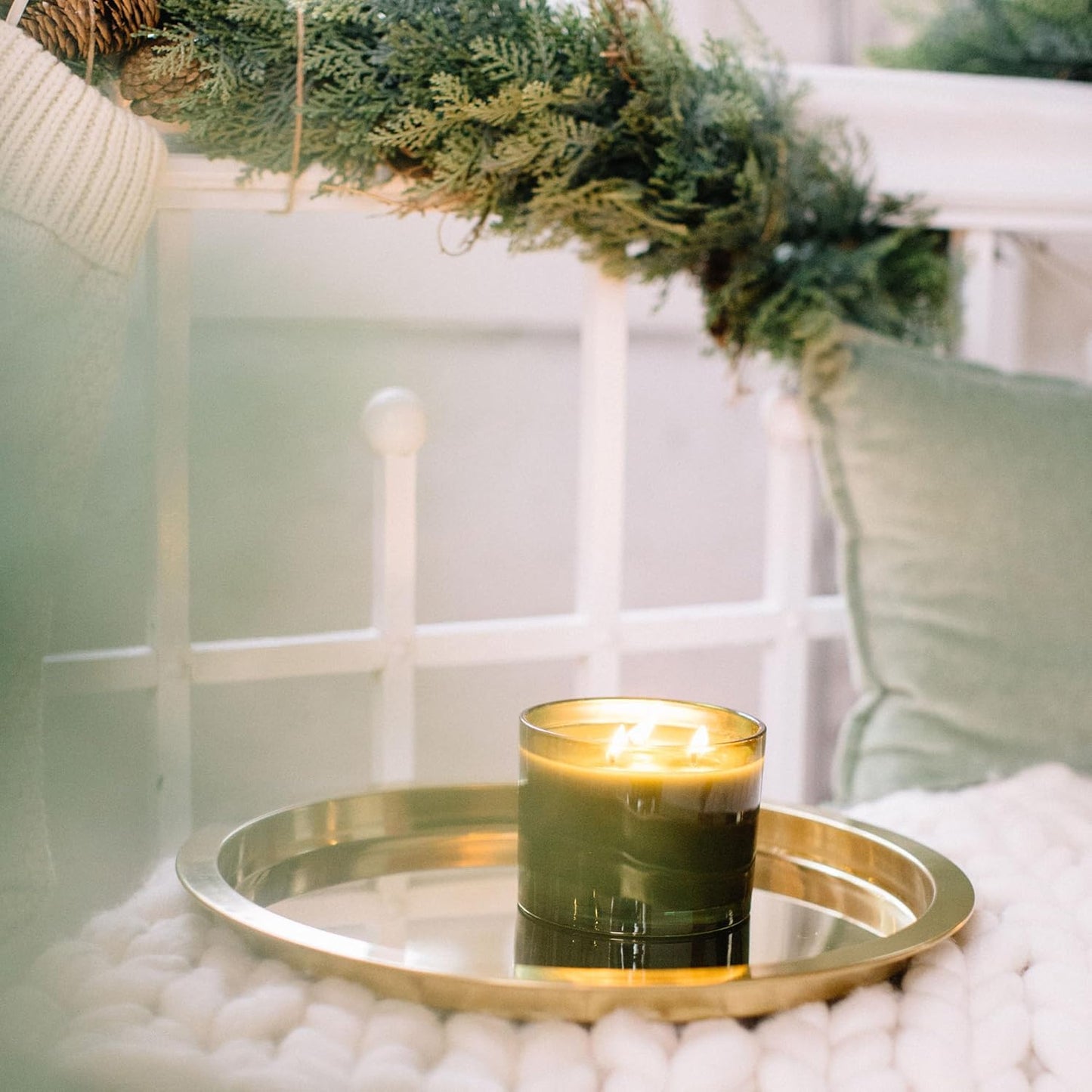 Thymes Frasier Fir Scented Candles for Home Decor – Green Heritage Holiday Candle – Notes of Siberian Fir Needles, Cedarwood & Sandalwood – Luxury Home Fragrance Gifts for Women & Men (3-Wick, 17 oz)