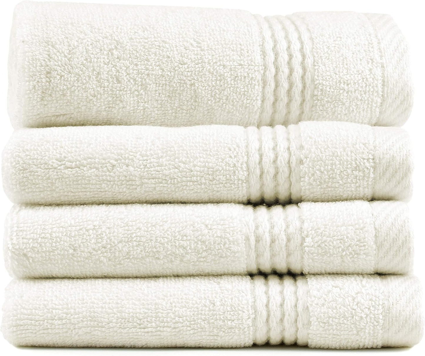EastNBlue Lara 100% Turkish Cotton Washcloths 4 Pack, Extra Soft & Absorbent Wash Cloths for Face & Body (12" x 12"), Terry Cloth, Small Hand Towels for Bathroom, Cream