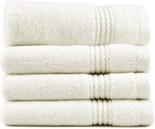 EastNBlue Lara 100% Turkish Cotton Washcloths 4 Pack, Extra Soft & Absorbent Wash Cloths for Face & Body (12" x 12"), Terry Cloth, Small Hand Towels for Bathroom, Cream