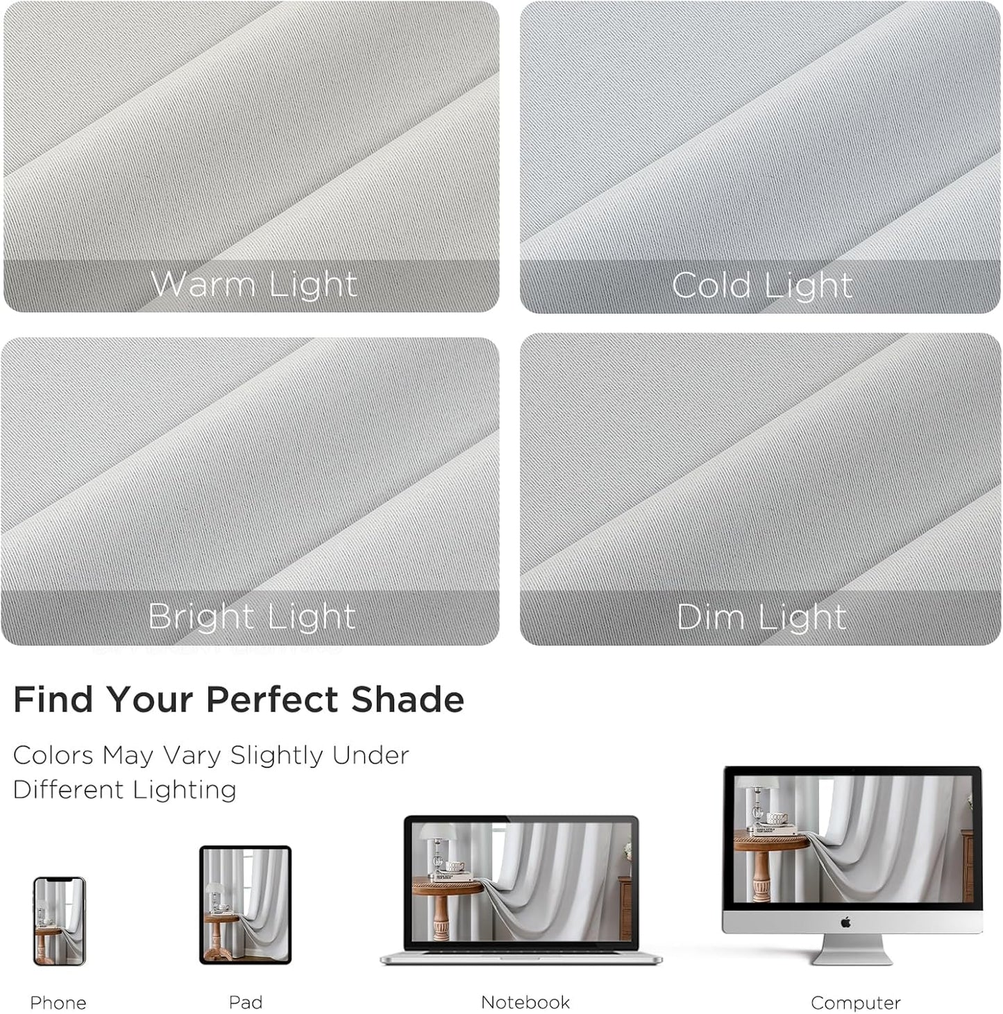 CUCRAF Custom Blackout Curtains for Bedroom Living Room, Rod Pocket Room Darkening Curtain Thermal Insulated Light Blocking Window Drapes 1 Panel (Custom Size, Greywish White)