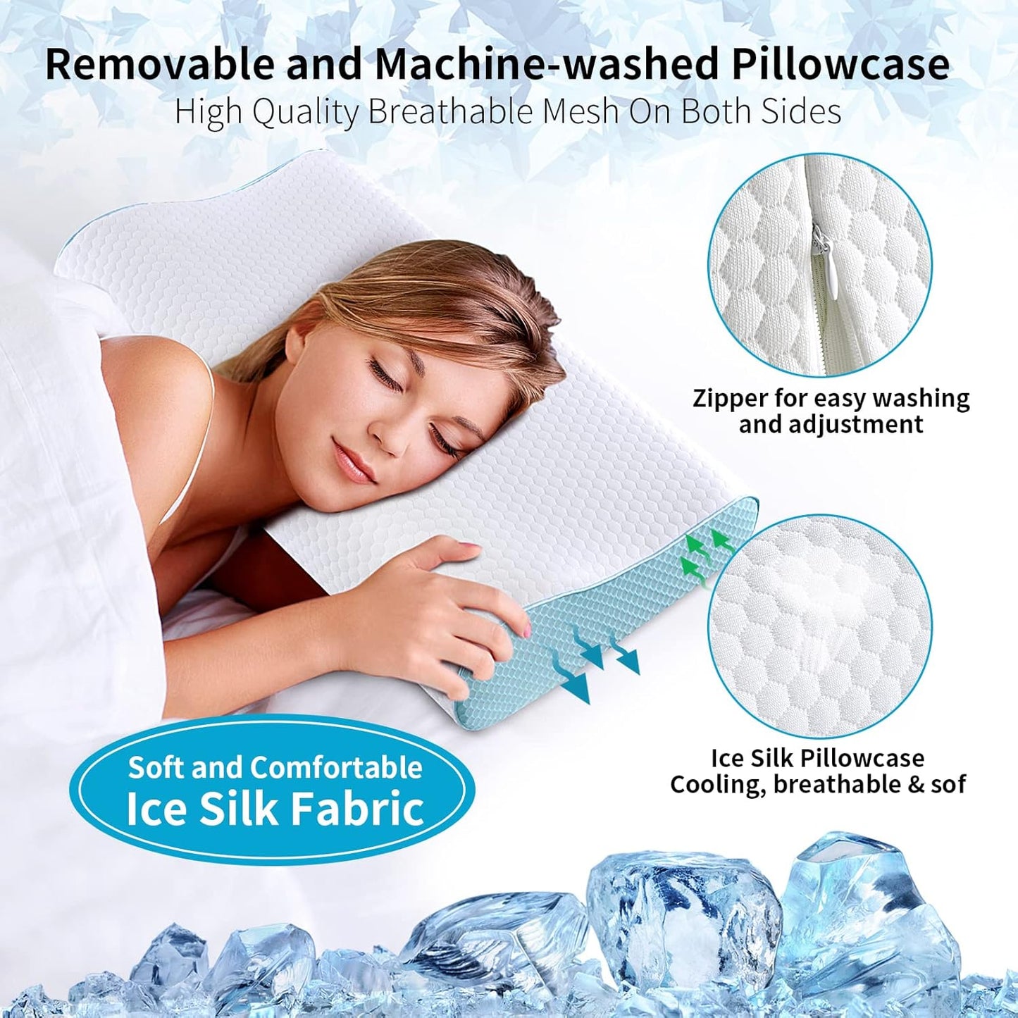 Memory Foam Pillows Neck Pillow Bed Pillow for Sleeping Ergonomic Cervical Contour Pillow for Side Back Stomach Sleeper for Neck and Shoulder Pain