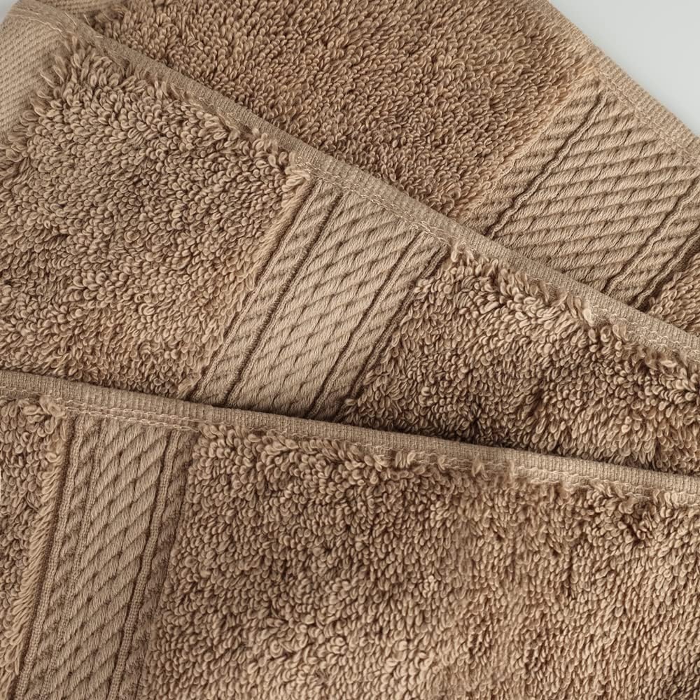 Superior Egyptian Cotton Pile 3 Piece Towel Set, Includes 1 Bath, 1 Hand, 1 Face Towel/Washcloth, Ultra Soft Luxury Towels, Thick Plush Essentials, Guest Bath, Spa, Hotel Bathroom, Latte