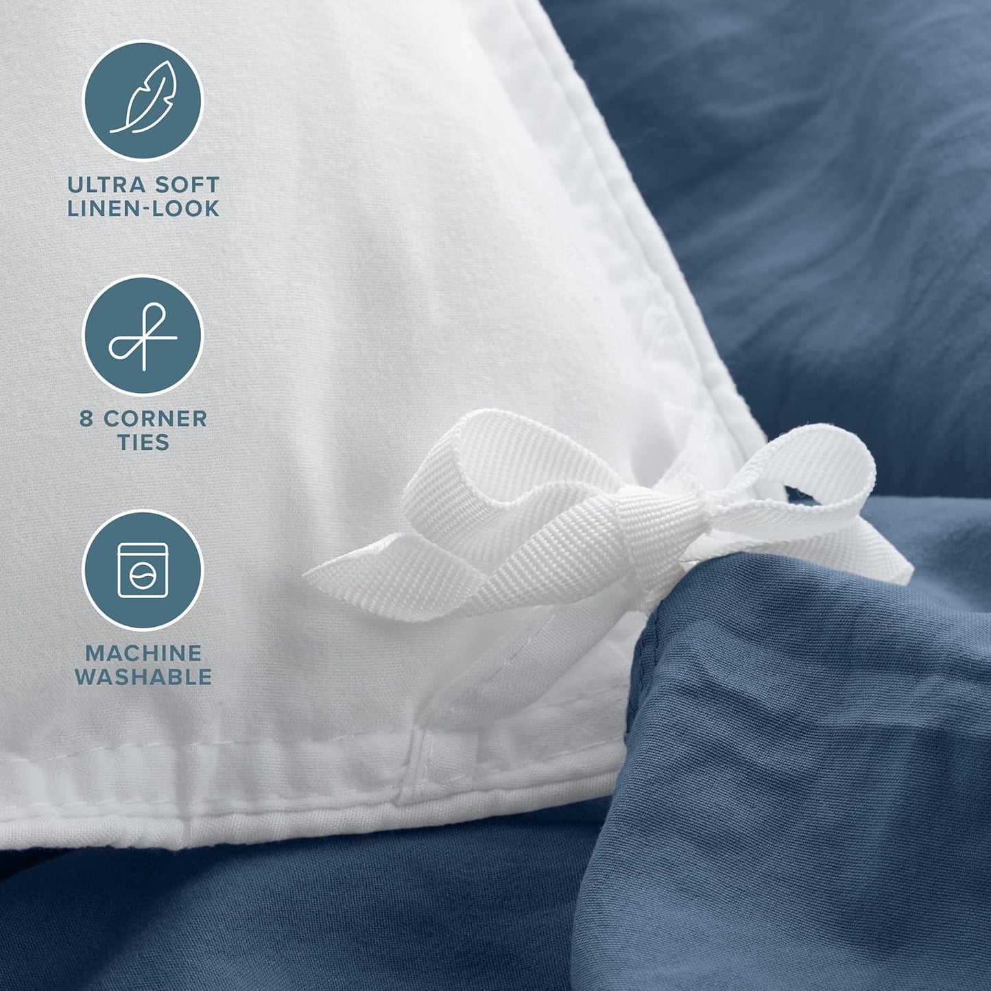 Bare Home Microfiber Duvet Cover Set - Ultra Soft Washed Microfiber - Queen Size - Linen-Like Look - Easy Care - Breathable Fabric - Our Softest Duvet Cover Set (Queen, Bering Sea)