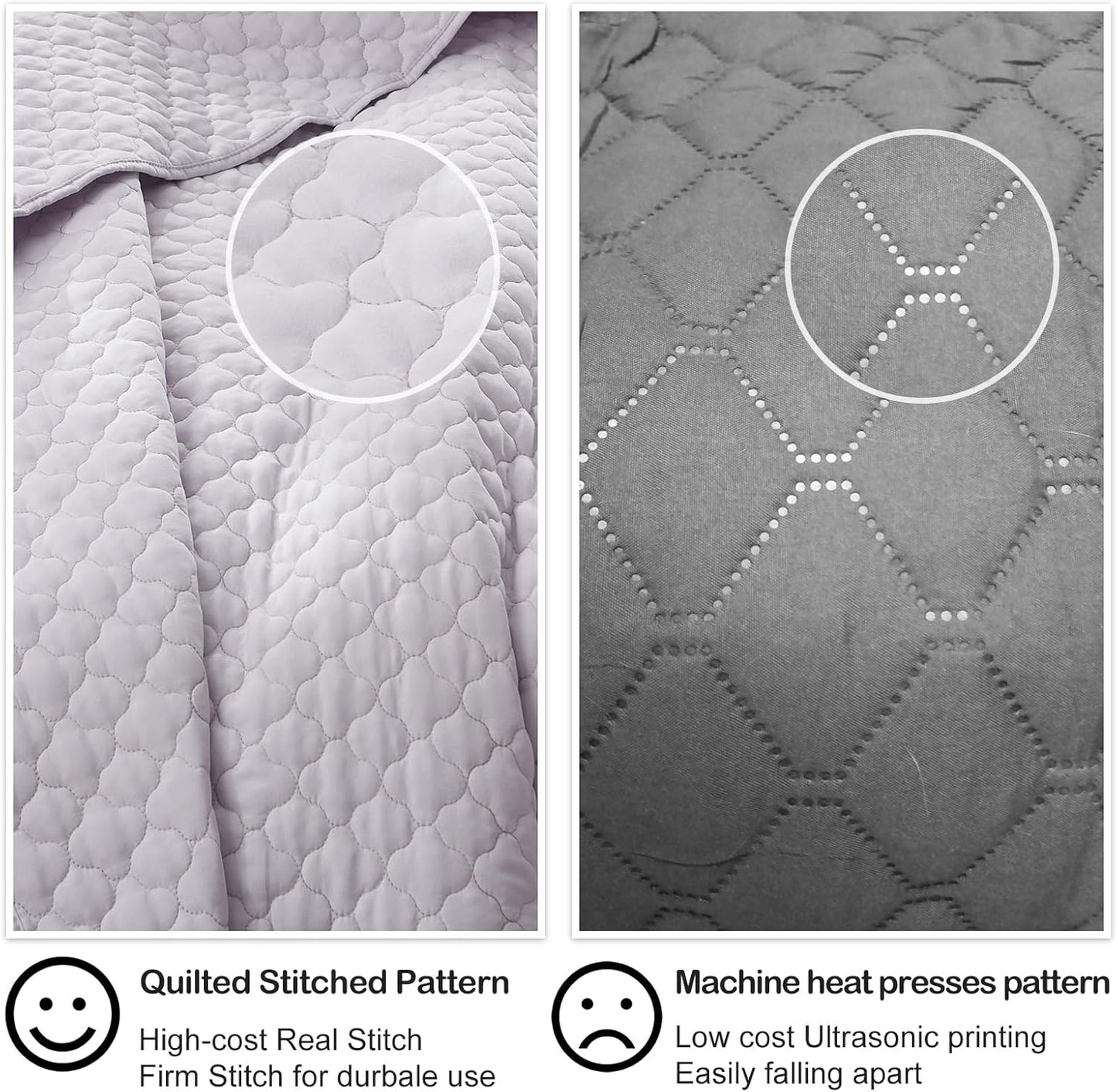 HORIMOTE HOME Quilt King Size Lavender(Light Purple), Lightweight Quilt for Summer, Ultra-Soft Microfiber Modern Style Quilted Clouds Pattern Bedspread Quit Set 3 Pieces(1 Quilt and 2 Pillow Shams)