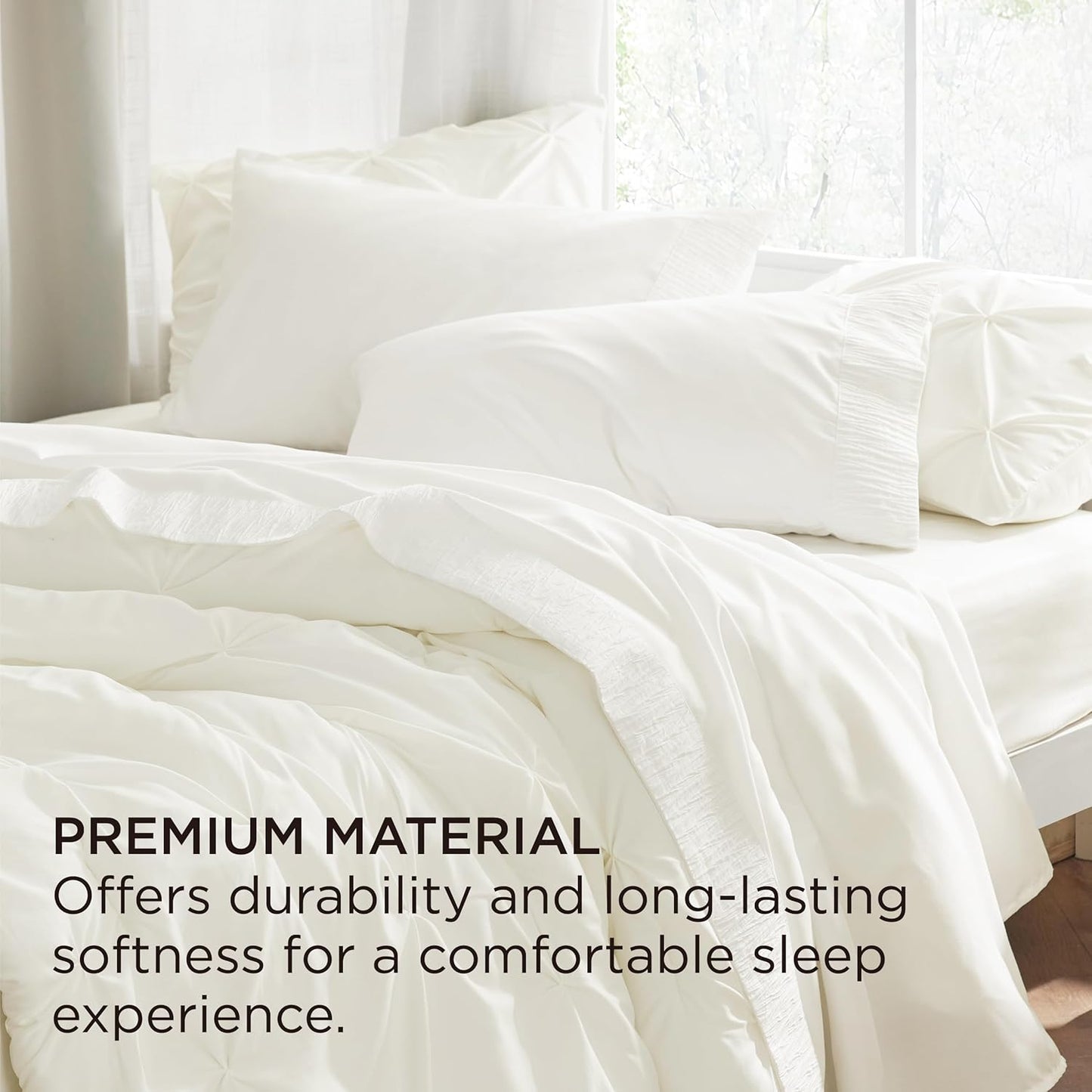 Bedsure King Size Sheets Set - 4 Pieces Soft King Sheets - Breathable & Cooling - Hotel Luxury - Easy Care Polyester Microfiber Bedding for Women, Men, Ivory