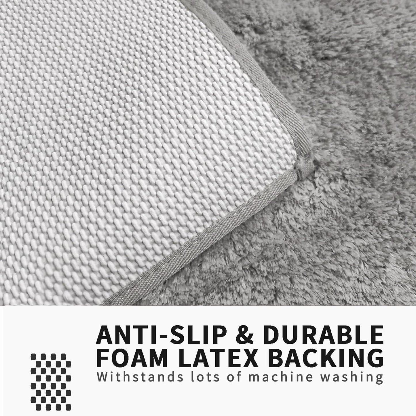 FIFU Bathroom Runner Rug 24" W x 60" L, Bath Mats for Bathroom, Bedroom & Kitchen, Non-Slip Rubber Latex Backing, Comfort & Soft Shower Bathmat & Carpet for Sink, Home & Hallways, Silver Gray