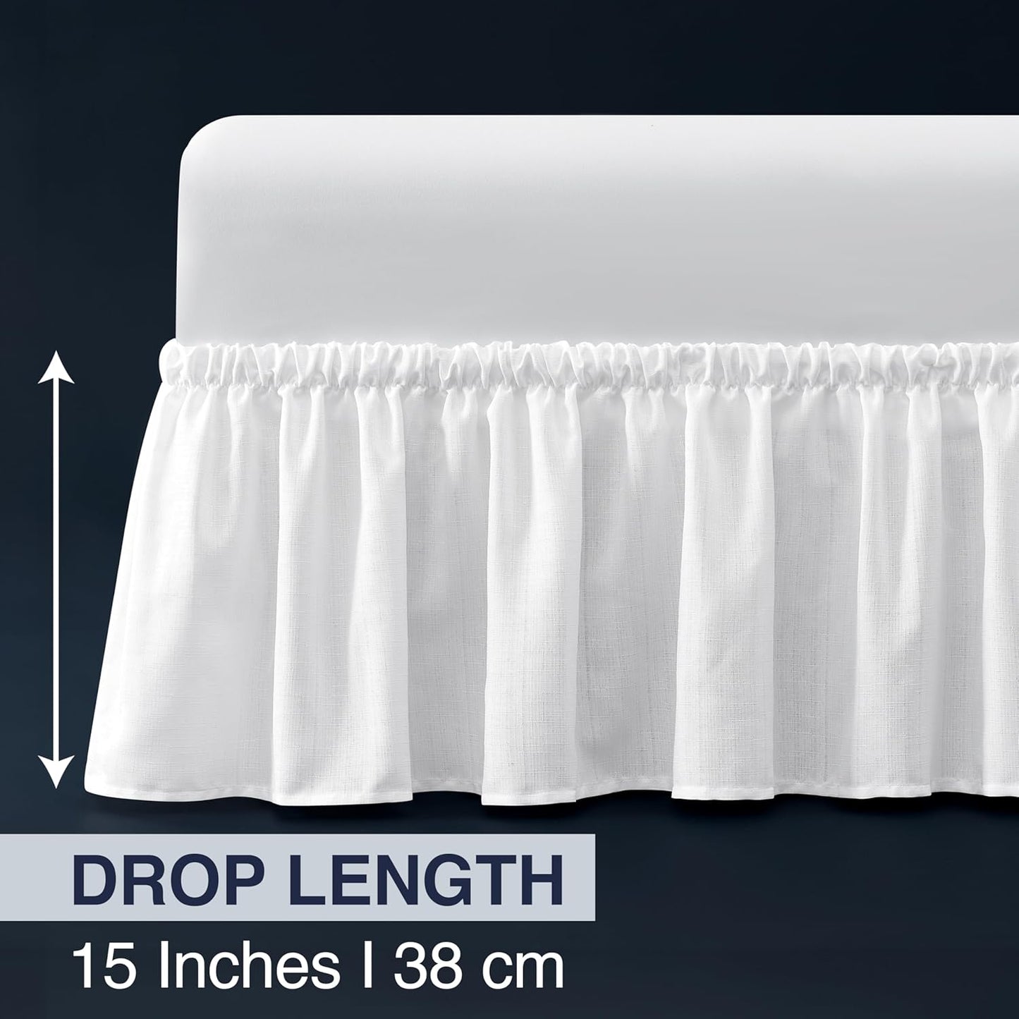 Bed Skirt Full Bed Skirt Wrap Around Ruffled Box Spring Cover, Easy Install, Washable 15" Drop Elastic Dust Ruffle by Casual Living, 54-inch x 75-inch, White