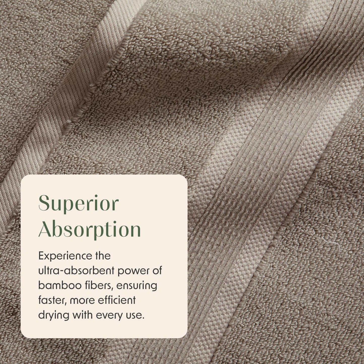 Springtree Home Luxury Bamboo Rayon Bath Towel Set 6 Piece Set | 35% Bamboo Rayon - 65% Cotton | Absorbent Quick-Dry Towels for Bathroom | Oeko-TEX Standard 100 Cotton | Cobblestone