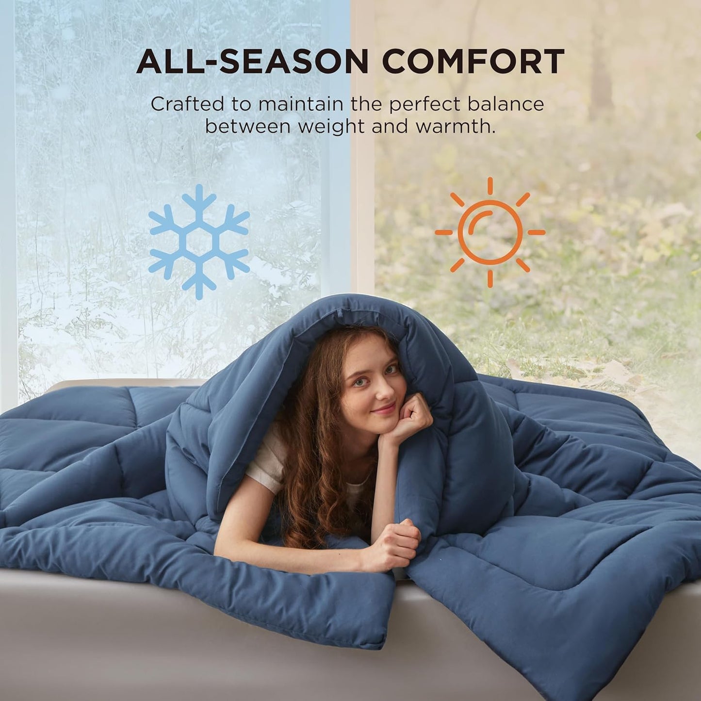 Bedsure Comforter Duvet Insert - Quilted Comforters Oversize Queen, All Season Duvet, GentleSoft Down Alternative Bedding, with 8 Tabs, Gifts for Women/Men, Dark Slate Blue, Oversize Queen 98x98Inche