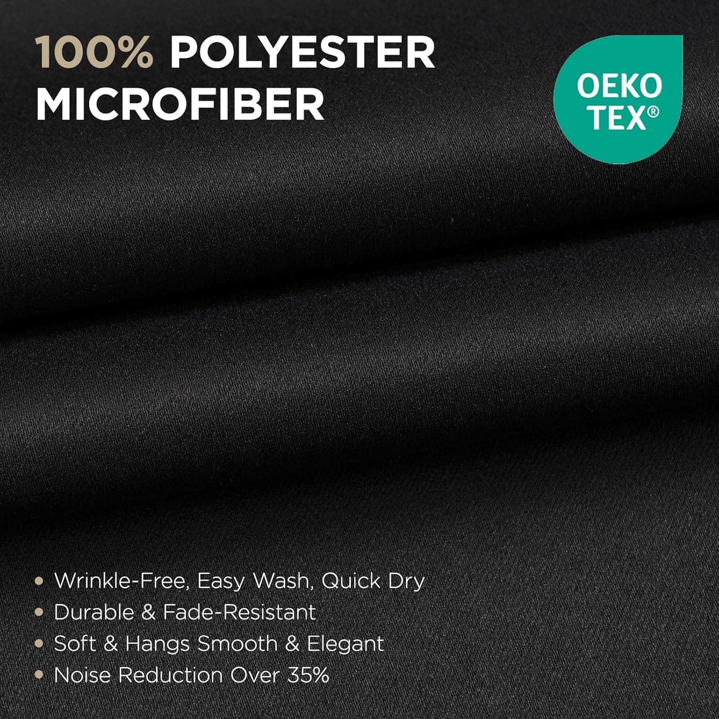 Joydeco Blackout Curtains 45 Inch Length 2 Panels Set, Thermal Insulated Long Curtains& Drapes 2 Burg, Room Darkening Grommet Drapes for Living Room Bedroom Window (W52 x L45 Inch, Black)