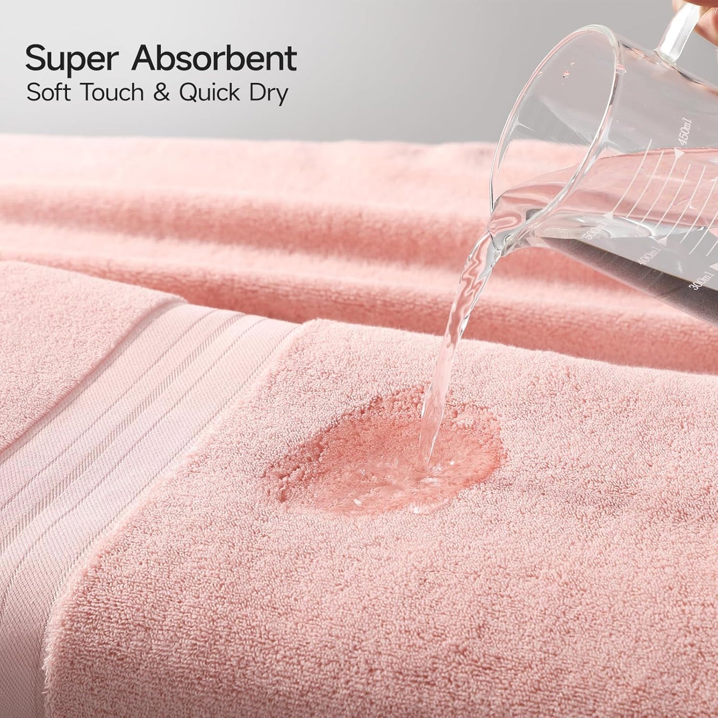 REDKISS Pink Bath Towels Set of 4, Extra Large Bath Sheets 27 X 59 Inches, 100% Cotton, 600 GSM, Quick Dry, Ultra Soft & Super Absorbent Bathroom Towel Sets for Bathroom, Gym, Spa, Pool & Hotel