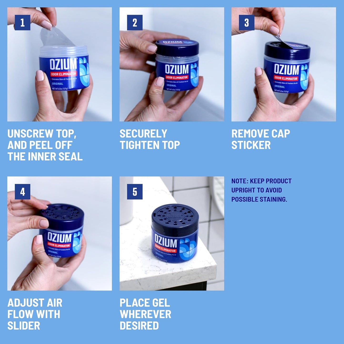 Ozium 4.5 Oz. Odor Eliminating Gel for Homes, Cars, Offices and More, Outdoor Essence, 4 Pack