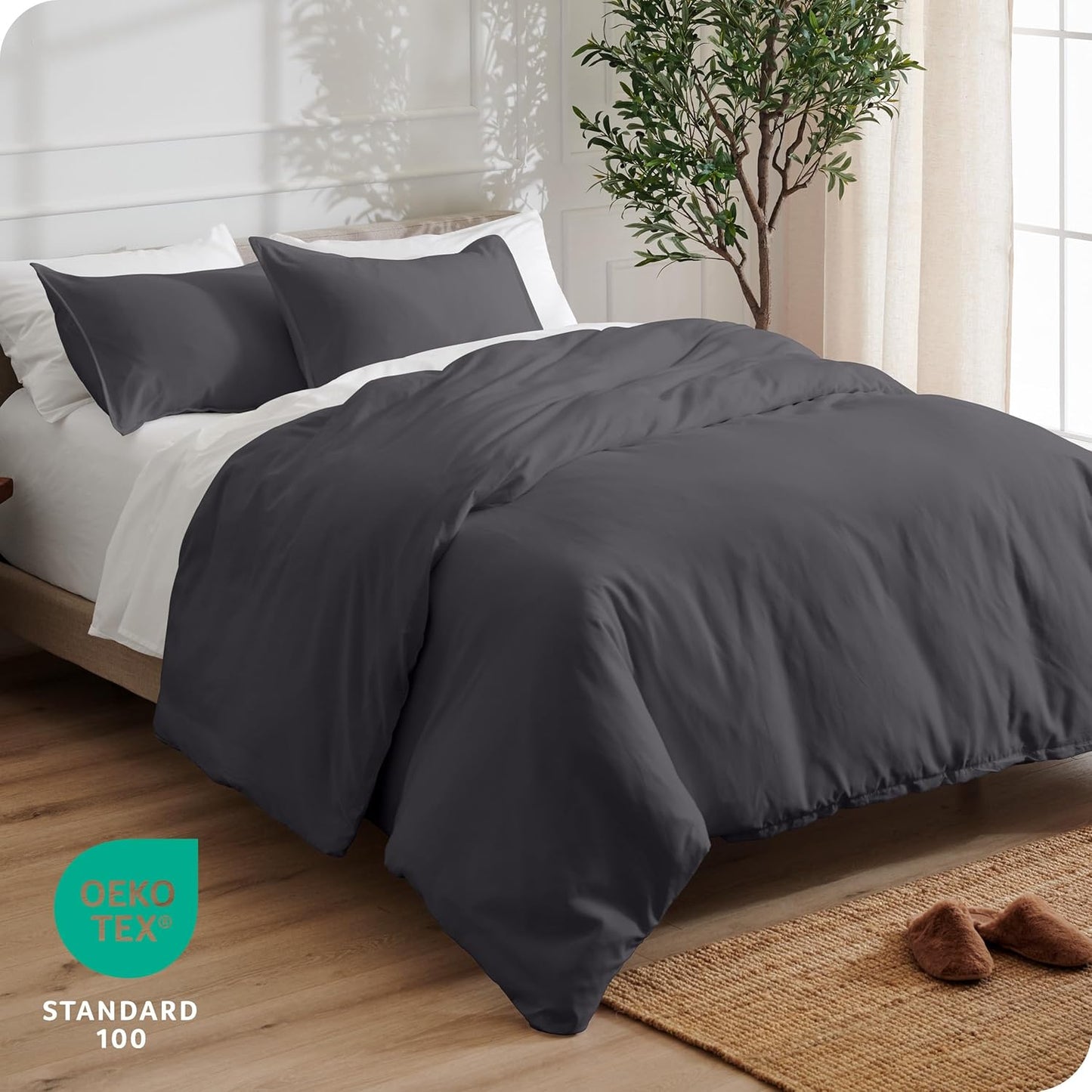 Bare Home Bedding Duvet Cover Full Size - Premium 1800 Super Soft Collection - Lightweight, Cooling - Soft Breathable Bedding Duvet Cover (Full, Forged Iron Grey)