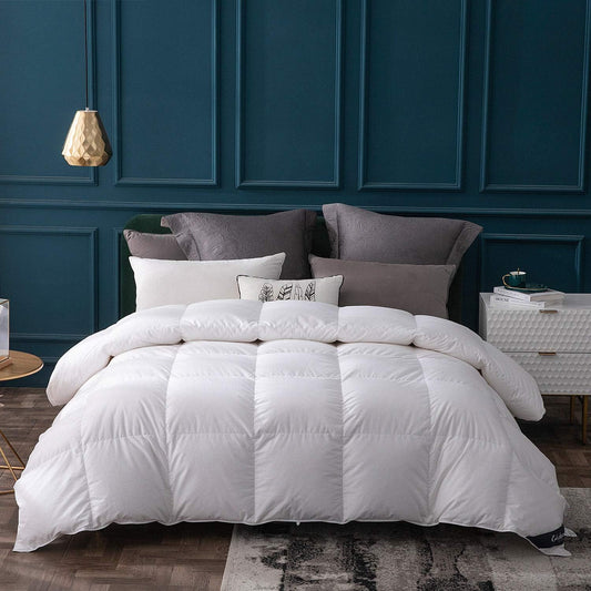 Globon Goose Down Comforter King Size All Season,400 Thread Count Ultra Soft Noiseless Shell,800 Fill Power, Medium Weight Duvet Insert with Corner Tabs, White
