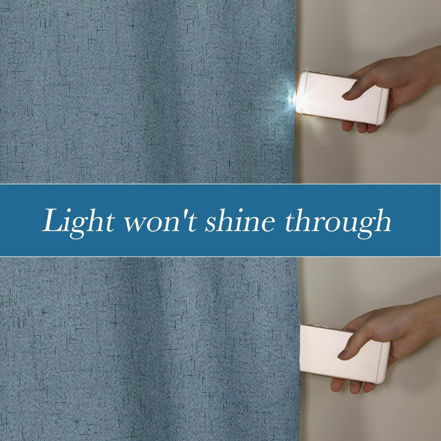 H.VERSAILTEX Linen Blackout Curtains Durable Thick Textured Linen Look 100% Blackout Patio Door Curtain Anti Rust Grommet Extra Wide Sliding Door Curtain Panel, W100 x L108 inch - Stone Blue