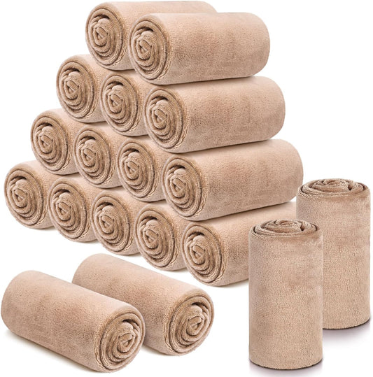 18 Pieces Fleece Blankets Bulk for Wedding 50 x 60 Inch Soft Lightweight Flannel Throw Blankets Bulk for Wedding Guests Home Outdoor Couch Sofa Bed Gifts(Camel)