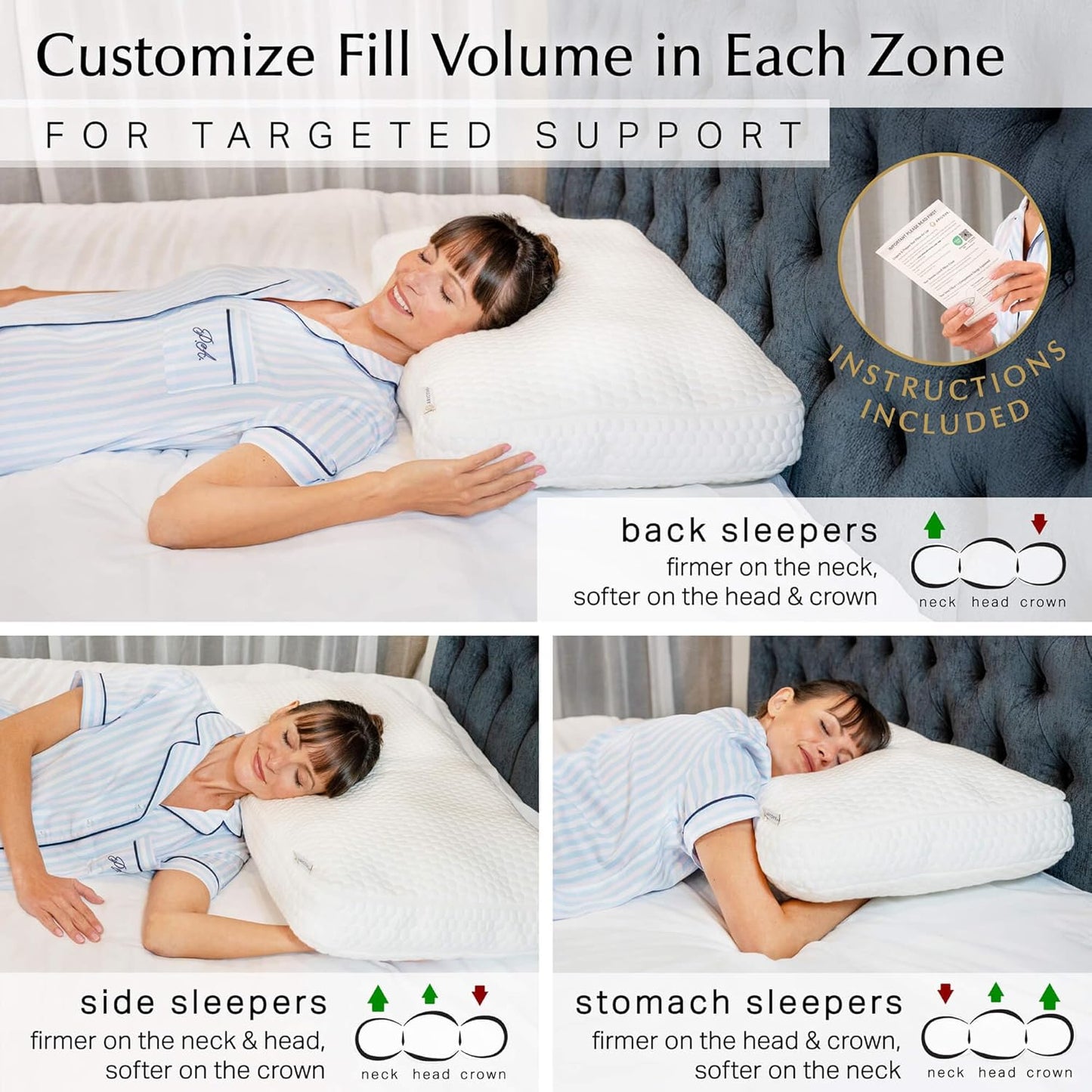 Aricove Bed Pillow for Sleeping, Side Sleeper Pillow for Adults, Queen Size, Adjustable Firm Memory Foam & Soft Microfiber Fill, Neck and Shoulder Support