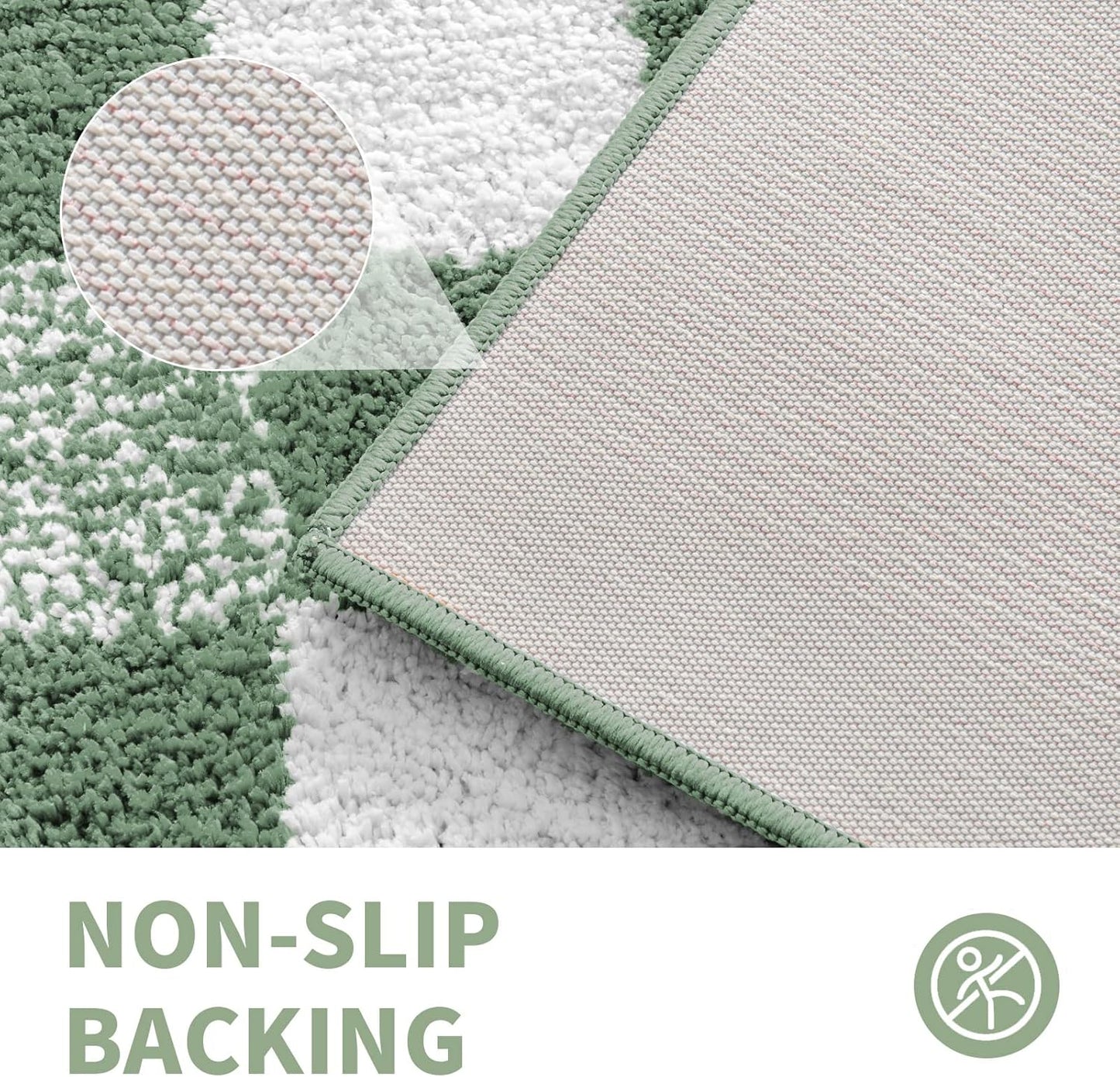 CozeCube Bath mats for Bathroom Non Slip, Fluffy Absorbent Microfiber Bath mat Washable, Aesthetic Bathroom Rugs, Small Sage Green Checkered Bath mat, Sage Green, 24" x 16"