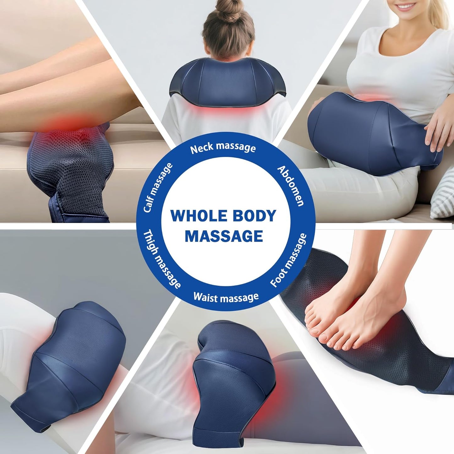 Joyset Shiatsu Neck and Back Massager with Heat,Electric Shoulder Massager for Pain Relief Deep Tissue,3D Kneading Massage with Cloth Cover Easy to Clean Best Gift for Men Women Parents (Blue)