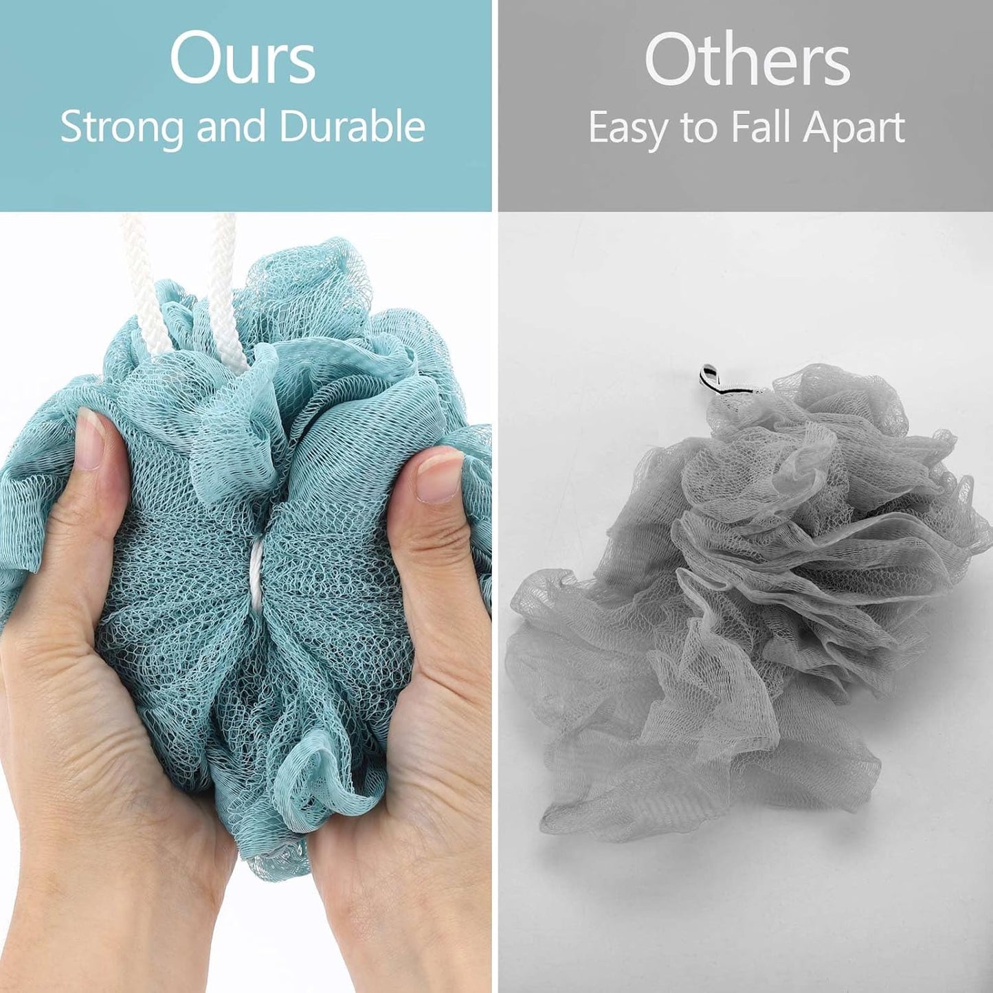 BTYMS Loofah Bath Sponges 60g/pc Shower Pouf Bath Scrunchies Body Puffs for Shower Exfoliating - Pack of 4