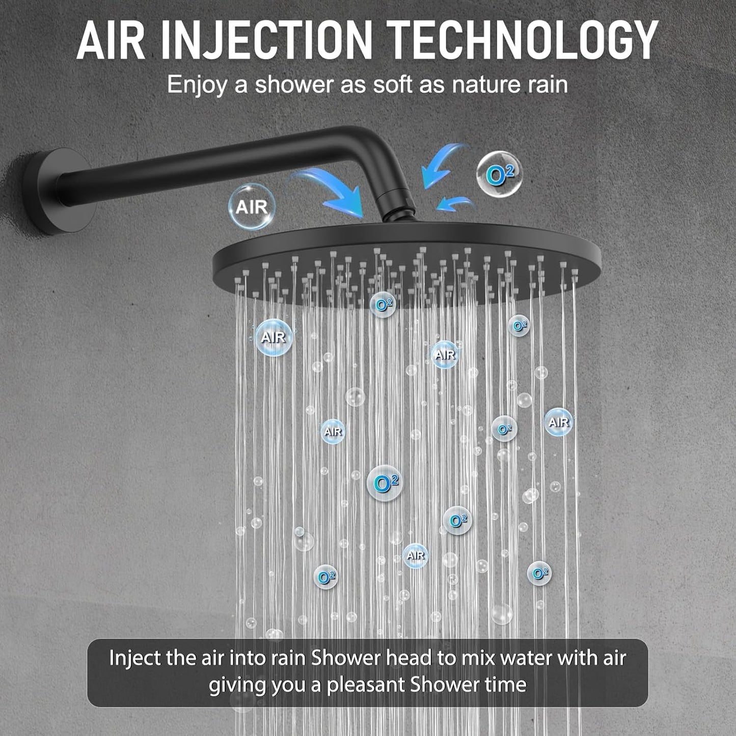 Iriber Thermostatic Shower System Wall Mount with 10 Inch Roud Rainfall Shower Head and Handheld,Shower Faucet Mixer Trim Kit (Valve Included),Matte Black