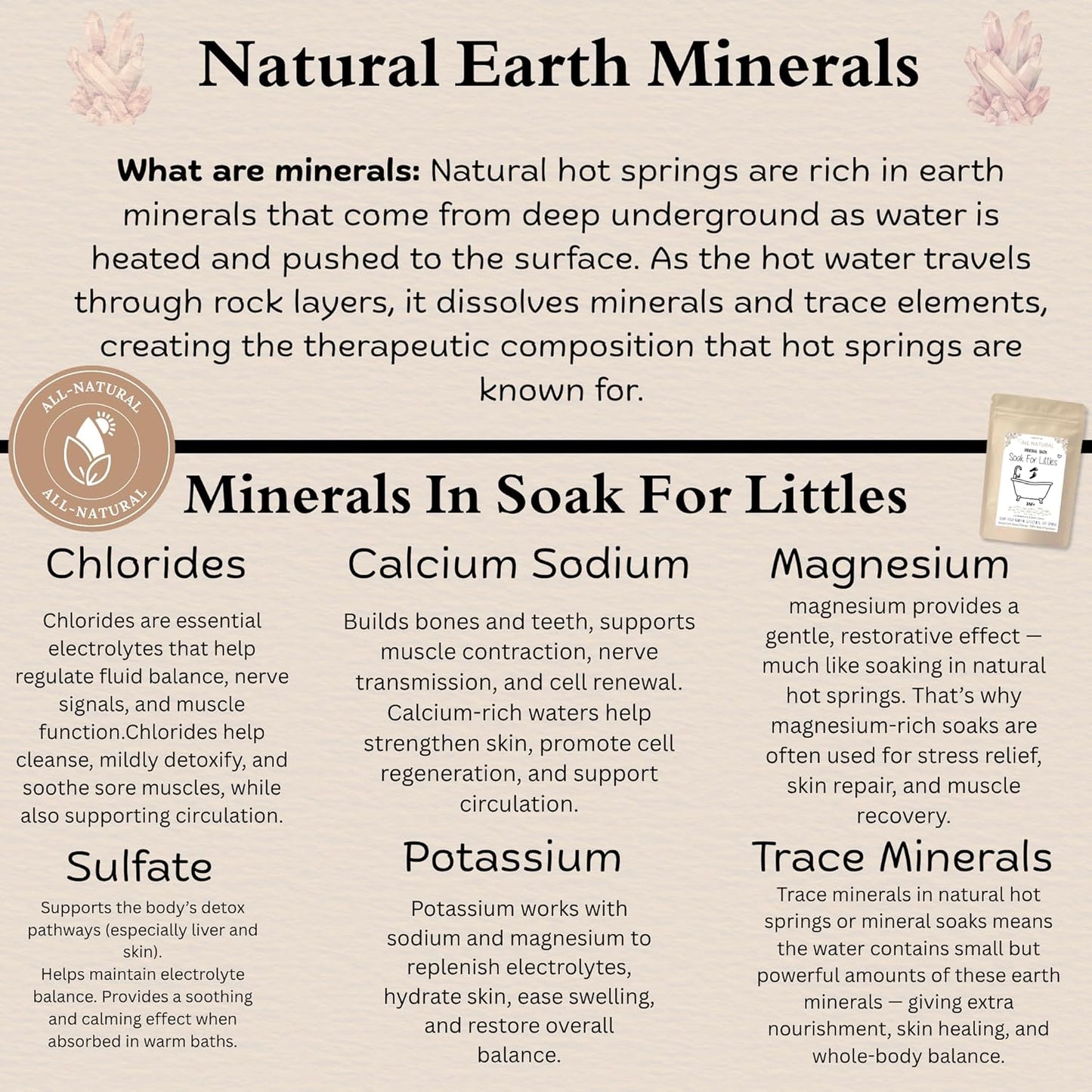 Soak for Littles: Mineral Bath Soak, 100% Organic Natural Earth Minerals, Better Than Oatmeal Bath Baby, Epsom, Oatmeal, or Kids Salts Baths, Soak Your Little One in A Natural Hot Spring