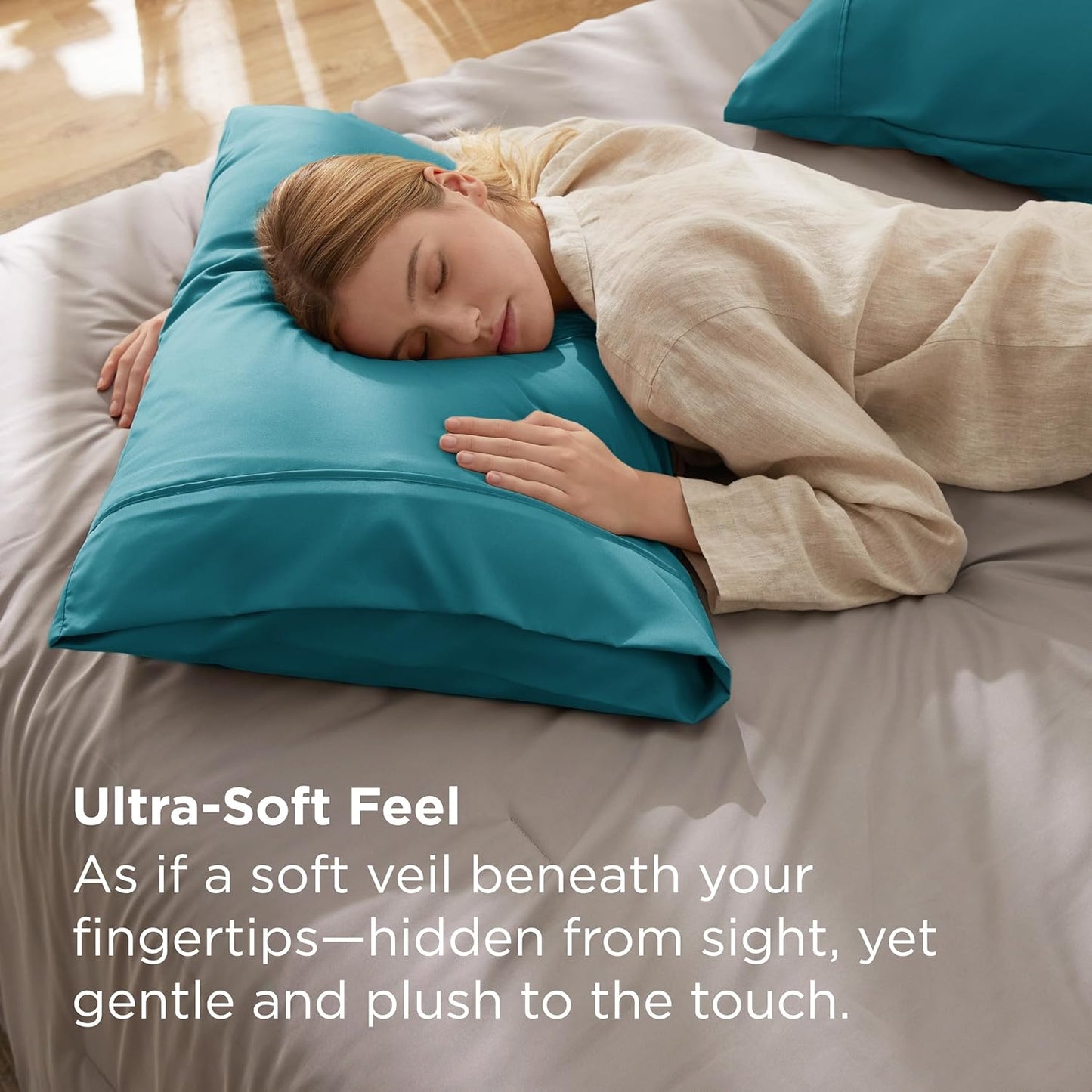 Bedsure Pillow Cases Standard Size Set of 2 - Teal Brushed Microfiber Pillowcases, Super Soft Pillowcase, Pillow Case Covers with Envelope Closure, Wrinkle, Fade and Stain Resistant, 20x26 Inches