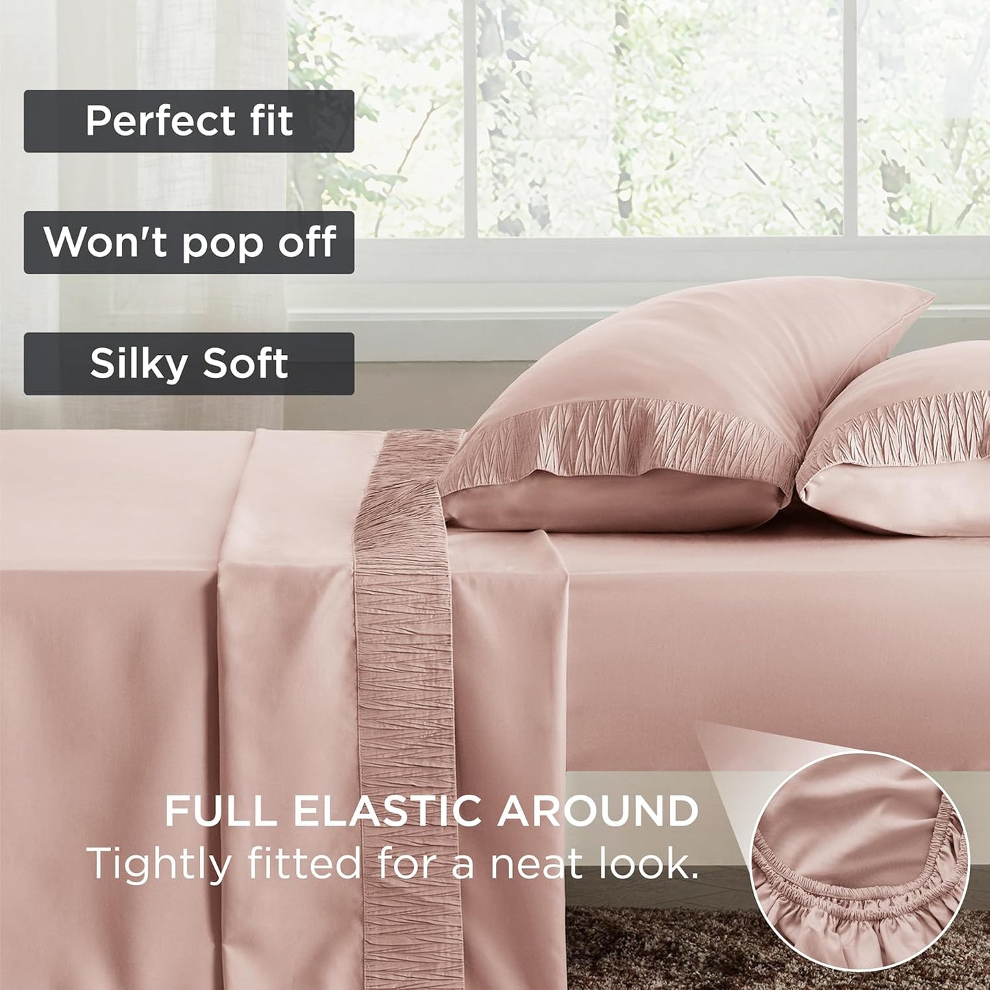 Bedsure Twin Sheets Set - 3 Pieces Soft Twin Bed Sheets - Breathable & Cooling - Hotel Luxury - Easy Care Polyester Microfiber Bedding for Women, Men, Dusty Pink
