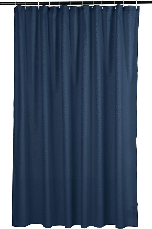 Amazon Basics Waffle Weave Shower Curtain, 72" x 72", Navy Blue