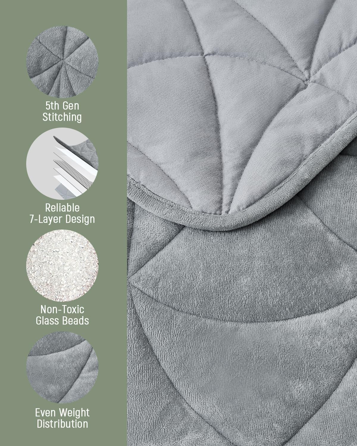 Weighted Lap Blanket 7 lbs for Adults, Luxury Soft Small Weighted Blanket, Compact Portable Weighted Lap Pad for Relaxation, Sleeping, Travel, All-Season Use, Light Grey, 40" x 52"