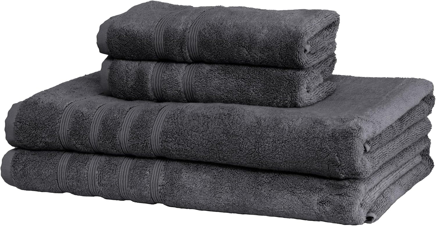 Mosobam Luxury Turkish 4pc XL Towel Set 35X70 16X30 Charcoal Gray (Dark Grey) 700 GSM Bamboo Viscose & Aegean Turkish Combed Cotton