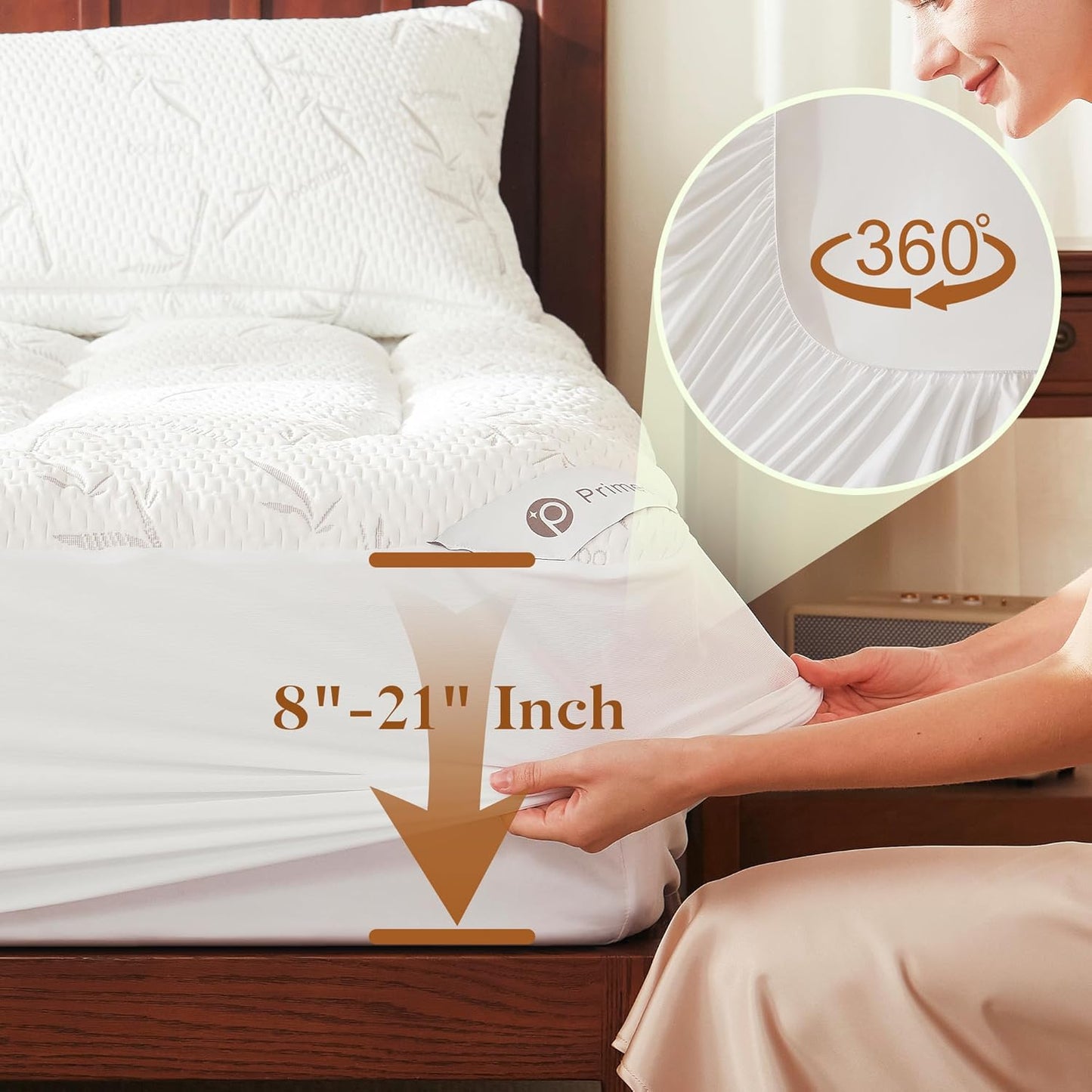 100% Waterproof Twin XL Size Mattress Topper,Thick Pillow Top Mattress Pad，Up to 21 Inch Deep Pocket,Soft Breathable Mattress Pad for Back Pain, Protector Cover(White)