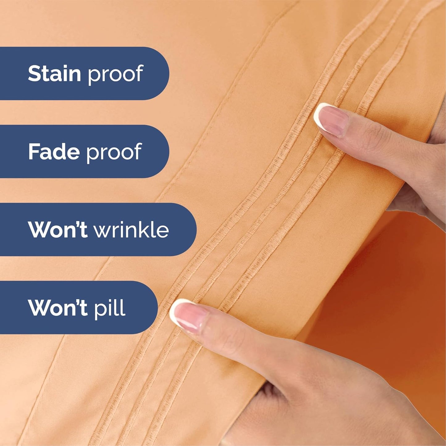 Queen Size 4 Piece Sheet Set - Extra Soft, Breathable & Cooling Sheets - Hotel Luxury Durable Bed Sheets for Women & Men - Deep Pockets, Easy-Fit & Wrinkle-Free Sheets - Peach Oeko-Tex Bed Sheet Set