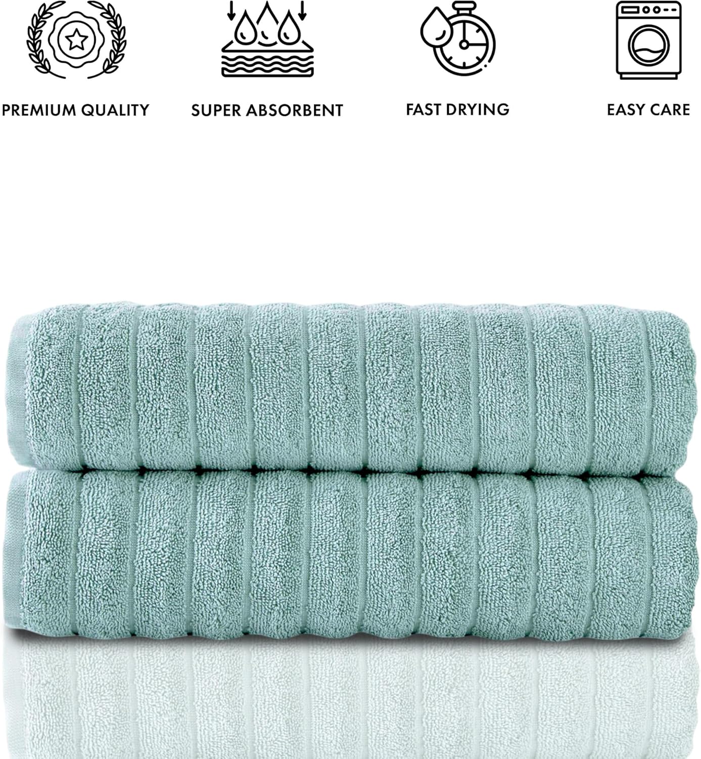 Classic Turkish Towels CTT Premium 2 Pack Bath Towels Set, Made with 100% Turkish Cotton, Spa & Hotel, Quick Drying Towels, Absorbent & Comfy | 27"x54" (Spa Green)