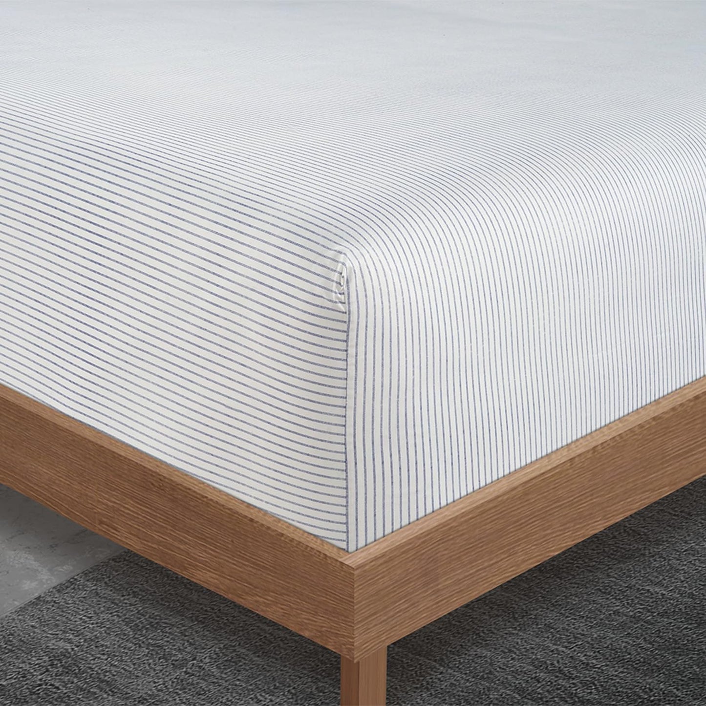 LANE LINEN Queen Bed Sheets - Pemium 450 Thread Count Long Staple 100% Cotton Sheets Queen Size Bed Set, Hotel Luxury Sateen Finish, 15" Deep Pocket Fitted Sheet, Cool & Durable - Ticking Stripe