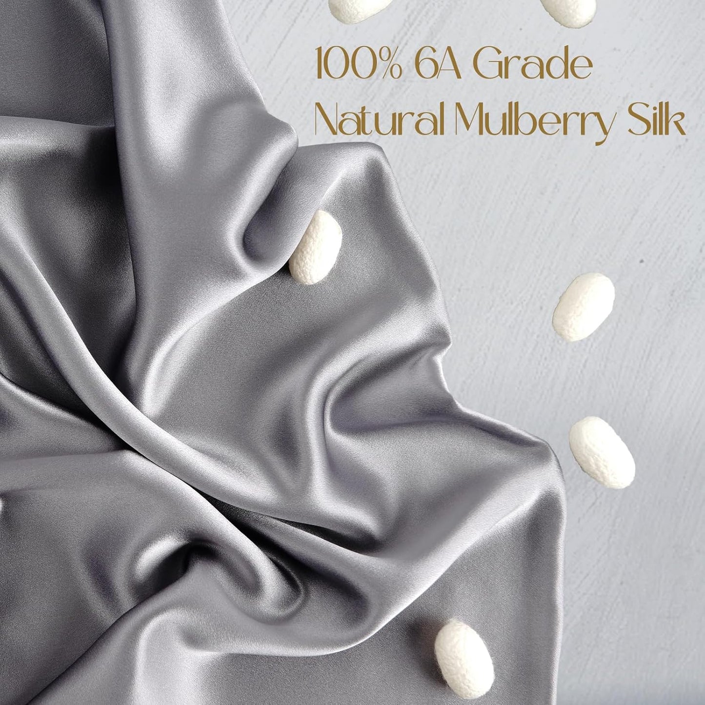 ZIMASILK 100% Pure Mulberry Silk Pillowcase for Hair and Skin Health,Soft and Smooth,Both Sides Premium Grade 6A Silk,600 Thread Count,with Hidden Zipper,1pc (King 20''x36'',Silver Grey)