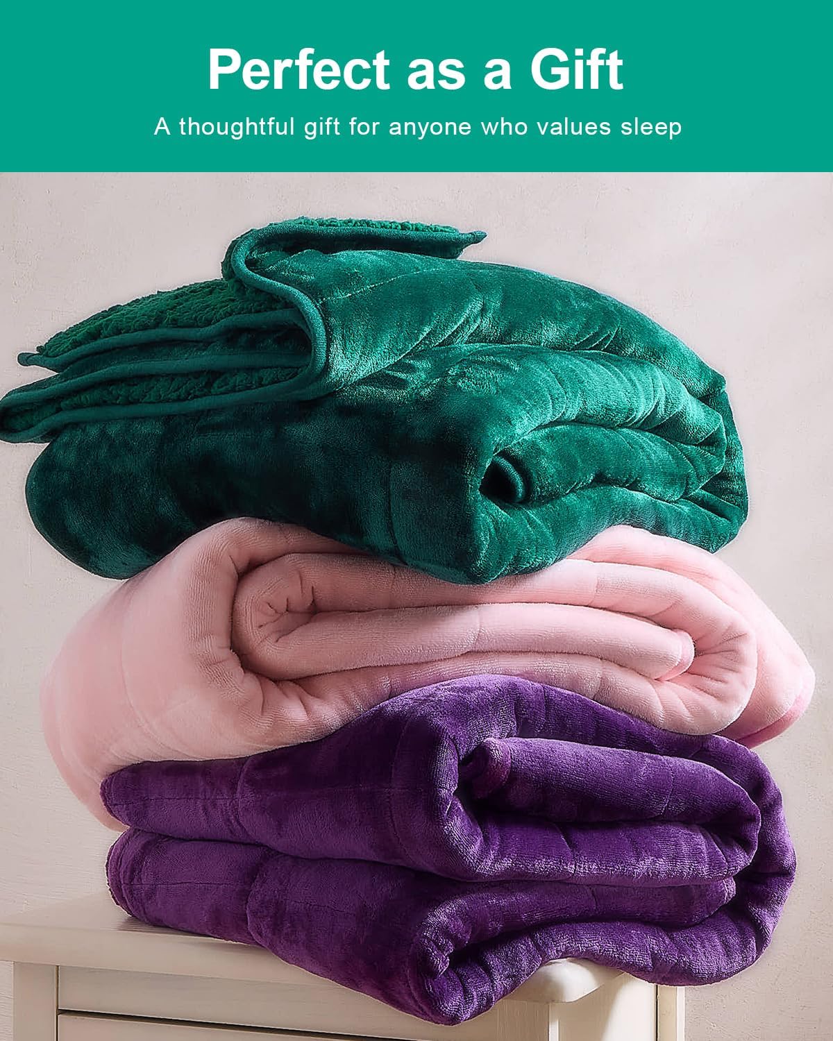 Super Fuzzy Soft Sherpa Fleece Weighted Blanket, 15 lbs Dual Sided Fluffy Heavy Weighted Blankets for Adults - No Bunching with Double Layers of Soft Inner Lining (60"x 80", 15 Pounds)