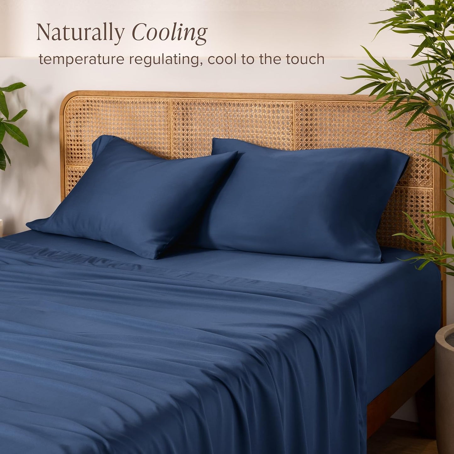 Bare Home 100% Rayon Made from Bamboo Luxury Twin XL Sheet Set - 3 Piece Bedding Set - Deep Pockets - Cooling & Breathable - Easy Fit - Soft Bedding Sheets & Pillowcases (Twin XL, Dark Blue)